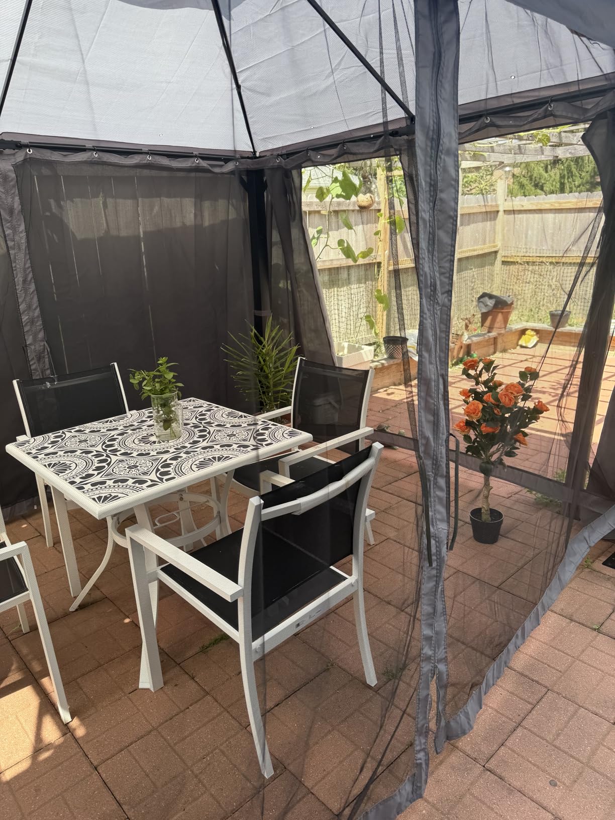 Aoxun Outdoor Gazebo for Patio 10x12, Metal Frame Canopy with Double Roofs, Heavy Duty Party Tent and Shelter with Mosquito Netting and Privacy Screen for Backyard, Lawn, Garden, Deck customer photo 1