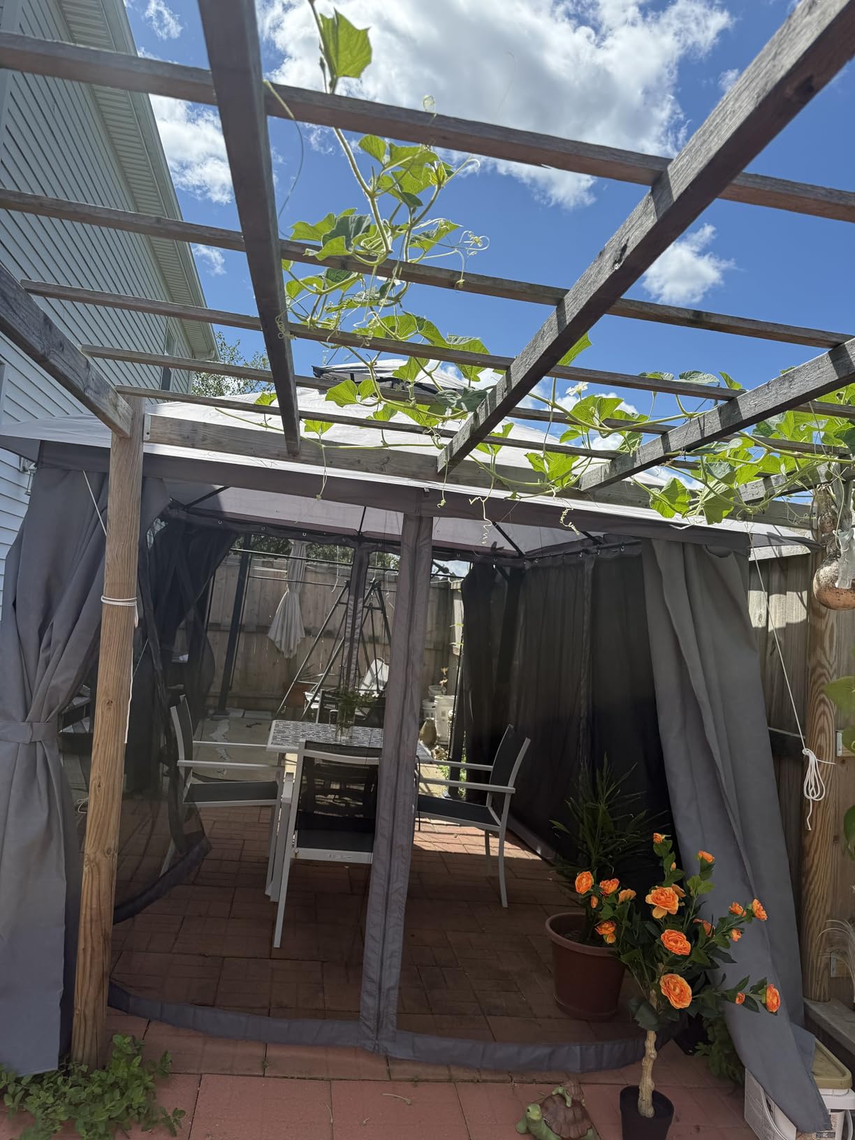 Aoxun Outdoor Gazebo for Patio 10x12, Metal Frame Canopy with Double Roofs, Heavy Duty Party Tent and Shelter with Mosquito Netting and Privacy Screen for Backyard, Lawn, Garden, Deck customer photo 2