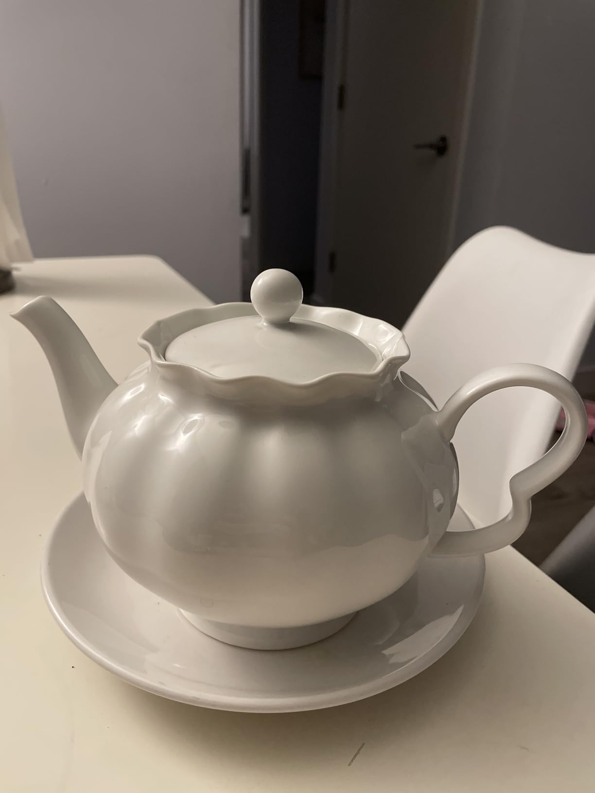 Tea Pot with Infuser for Loose Leaf Tea, 33oz, Ceramic Teapot with Tea Strainer, Large Teapots for Tea Party, New Bone Porcelain Teapot customer photo 2