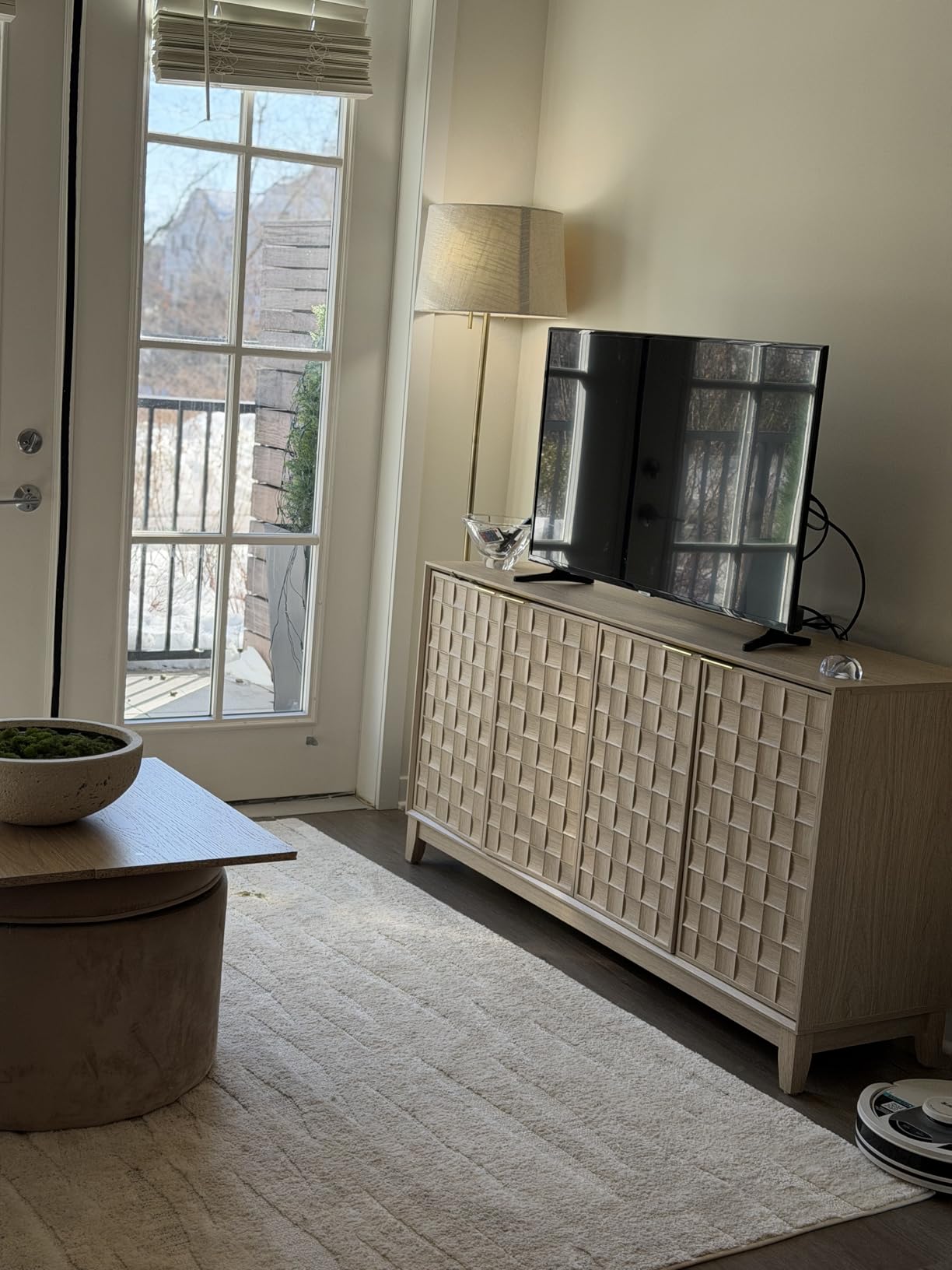 COLAMY Fluted Sideboard Cabinet with Storage - Solid Wood Buffet for Dining Room, Credenza Console with Adjustable Shelves, Walnut Finish, Mid Century Modern Style, Oak White customer photo 2