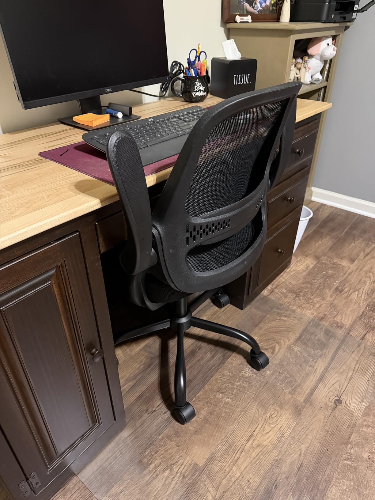GABRYLLY Ergonomic Office Chair, High Back Home Desk Chair with Headrest, Flip-Up Arms, 90-120° Tilt Lock and Wide Cushion, Big and Tall Mesh Chairs for Man Woman, Black Task Chair customer photo 2