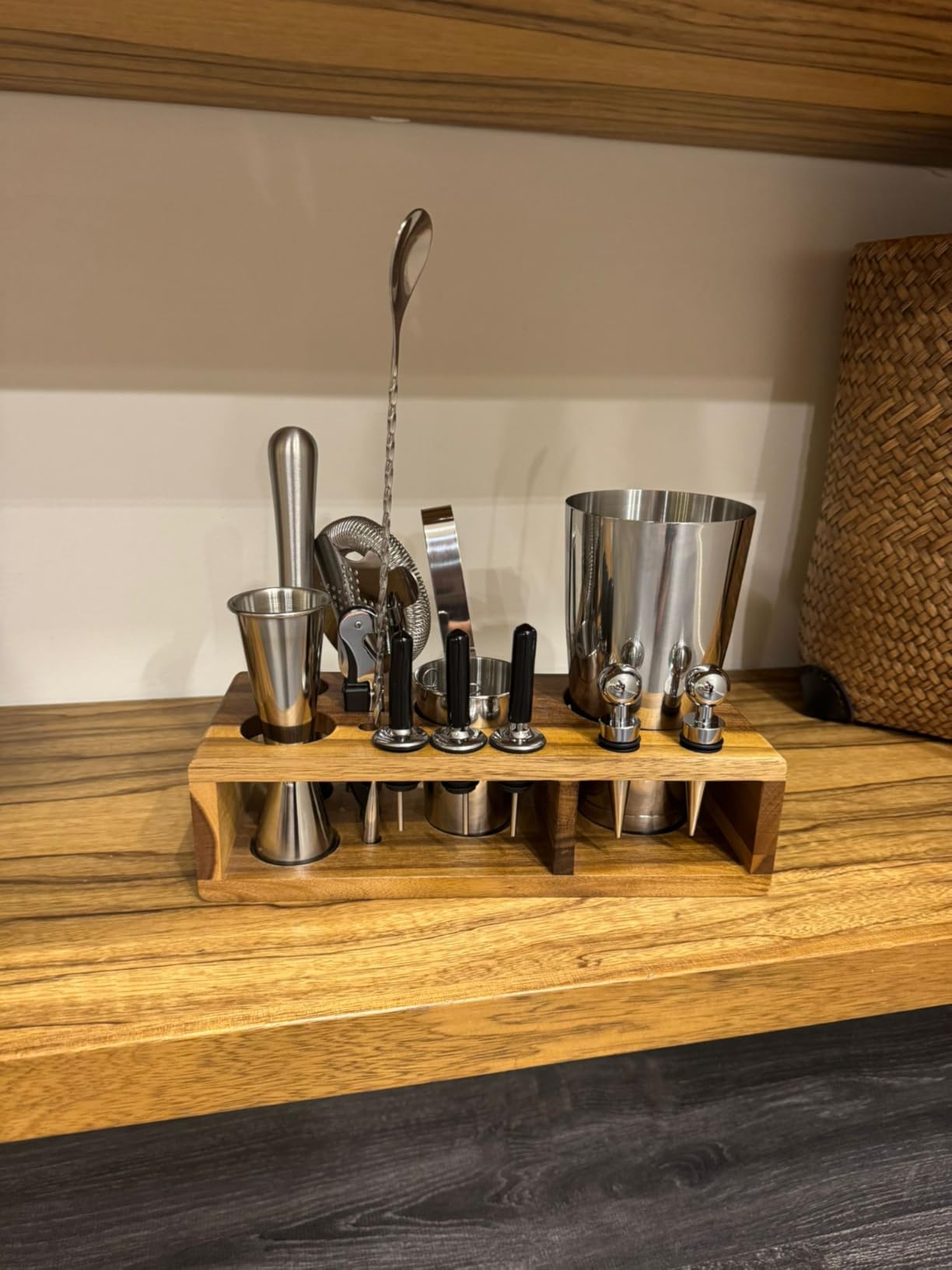 Barillio Bartender Kit - 23-Piece Stainless-Steel Cocktail Shaker Set with Premium Acacia Stand | Martini Barware Mixing Tools for Home Bartending | Gift Set customer photo 2