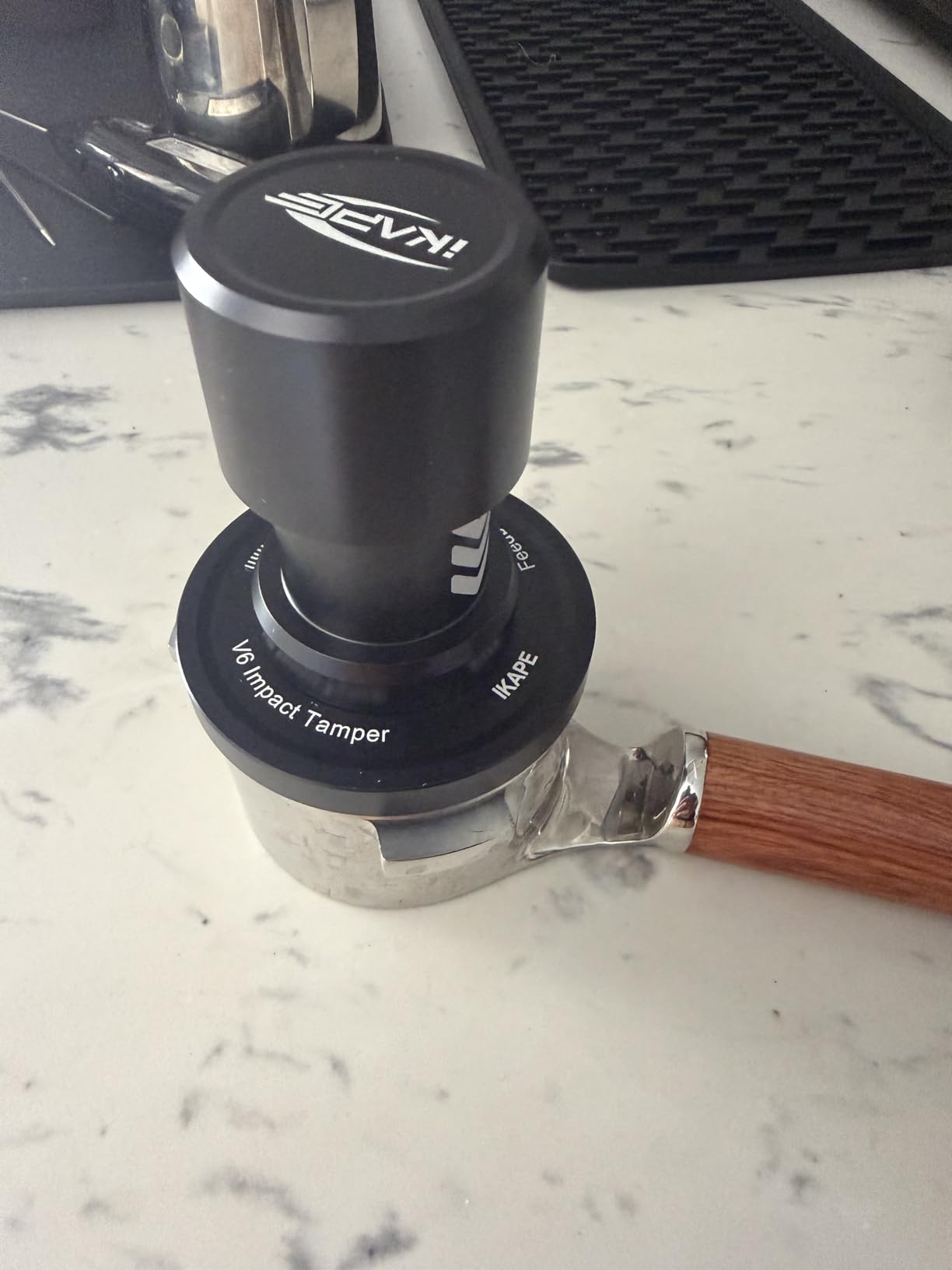 IKAPE 51MM V6 Impact Espresso Tamper with Sound Feedback, 15lb/30lb Interchangeable Springs, Espresso Low-Profile Tamper with Triple-spring System, Fits 51mm portafilters customer photo 1