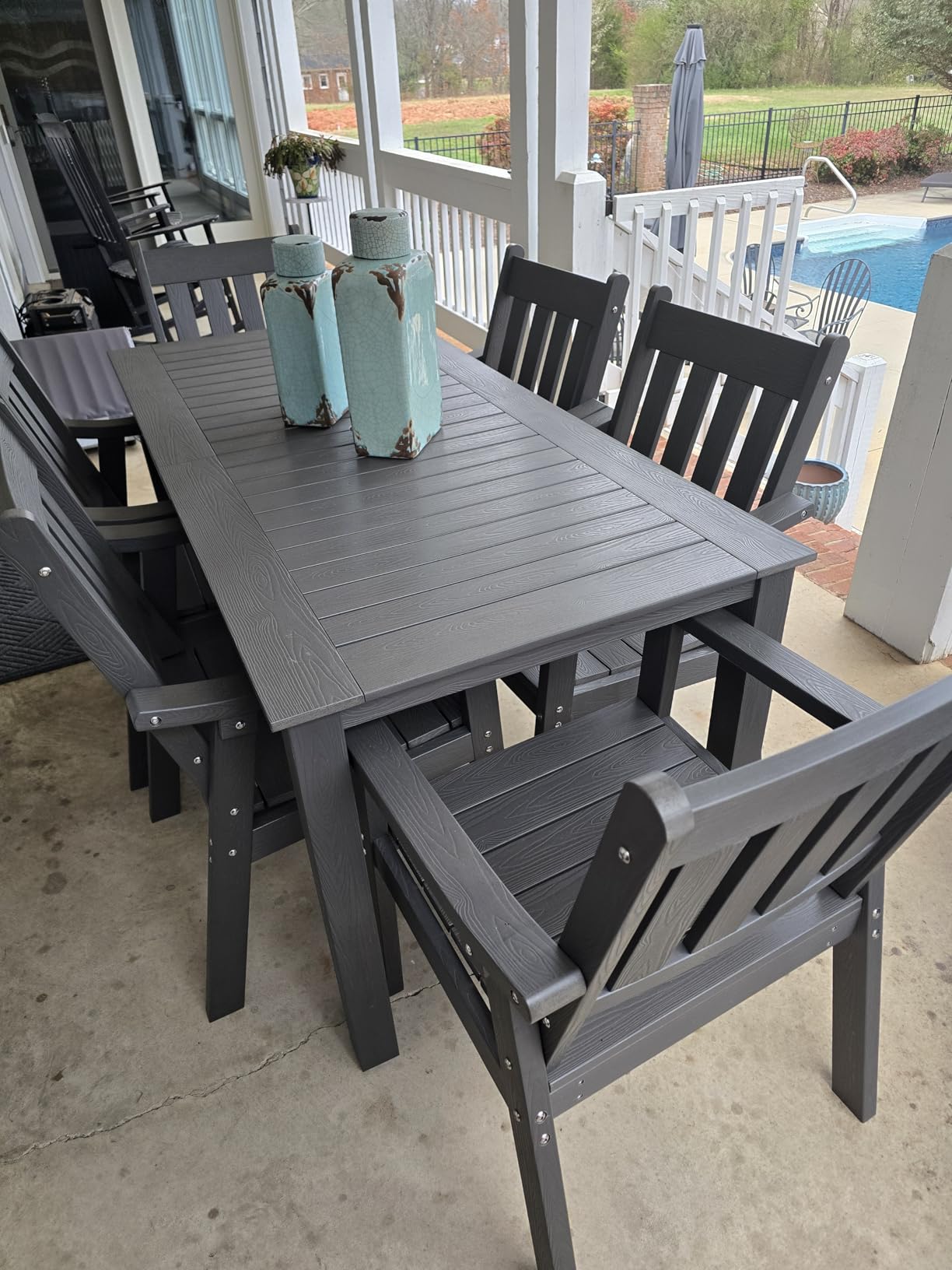 YEFU Outdoor Patio Dining Sets: Outdoor Furniture 12 Piece Dining Table Set for 10 with Umbrella Hole & Aluminum Frame - All Weather Patio 2 Table and 10 Chairs for Outside Backyard/Porch/Deck Black customer photo 2