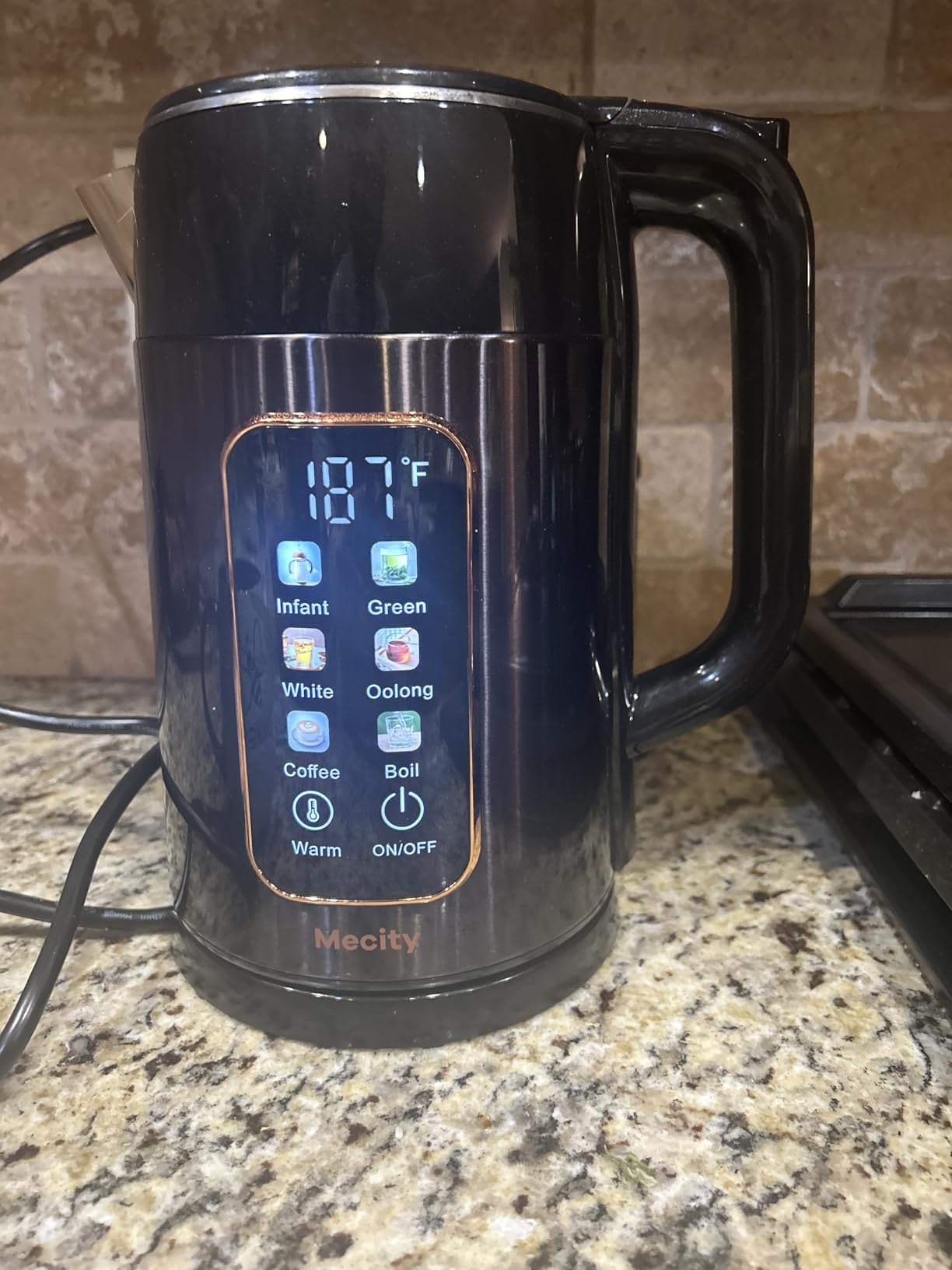 Mecity Electric Kettle 1.7L Touch Screen Temperature Control Water Boiler, No Plastic Contact with Water. 6 Preset Temperature Programs, 2 Hours Keep Warm, Auto Shut Off, Dark Grey customer photo 1
