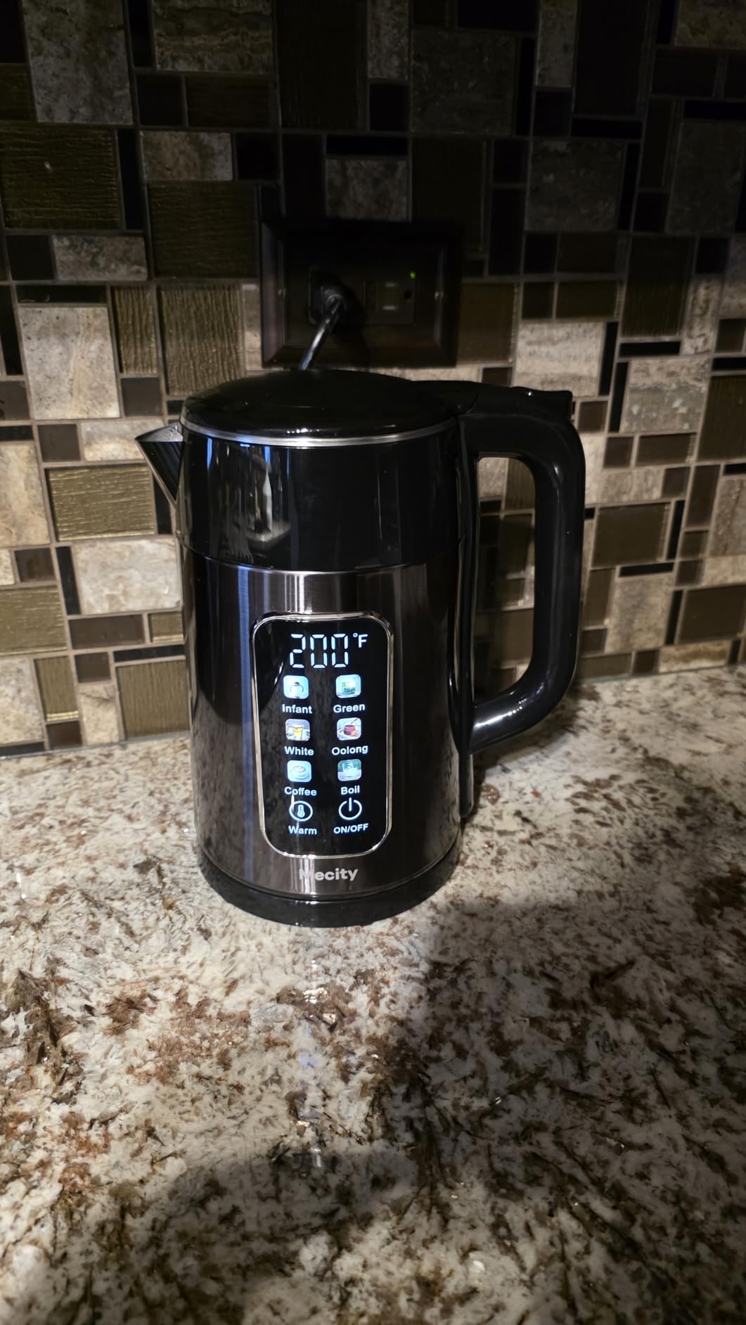 Mecity Electric Kettle 1.7L Touch Screen Temperature Control Water Boiler, No Plastic Contact with Water. 6 Preset Temperature Programs, 2 Hours Keep Warm, Auto Shut Off, Dark Grey customer photo 2