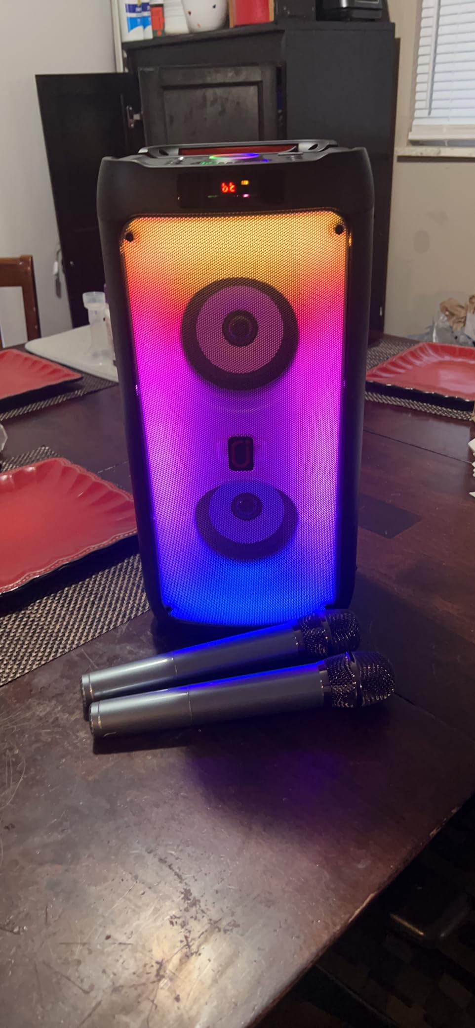 Karaoke Machine for Adults, Big Party Speaker with 500W Peak Power, Wireless PA System with Dual 8
