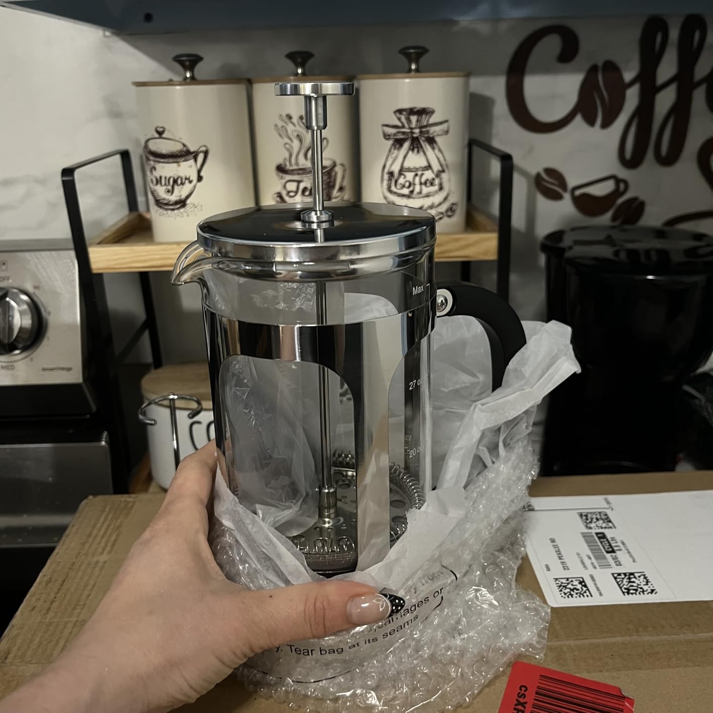 Veken French Press Coffee Maker 21oz 0.6 L, Single Serve Small Pot, Heat Resistant Thickened Borosilicate Glass, Stainless Steel Brewer, Cold Brew Cafetera Teapot for Kitchen Travel Camping customer photo 2
