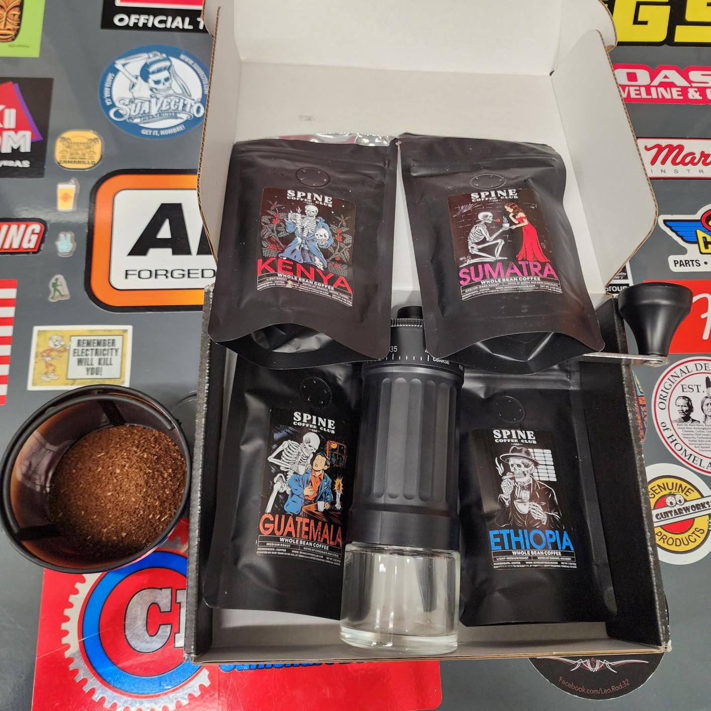 Spine Coffee Club LLC 4-Pack Gourmet Coffee Sampler Gift Box Set with Ethiopia, Sumatra, Guatemala, Kenya Single Origin Selection - Whole Bean customer photo 1