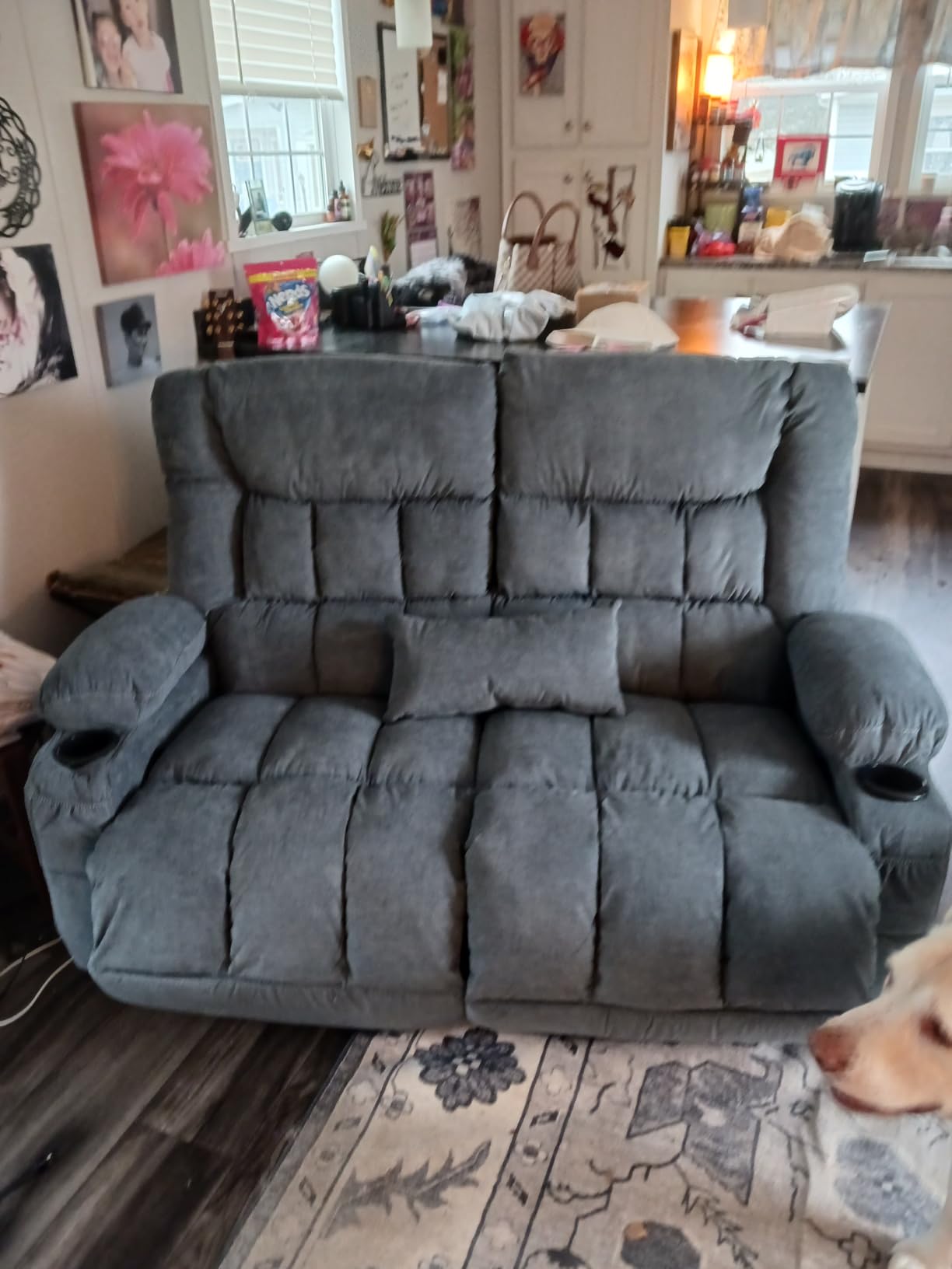 Recliner Sofa with Cup Holders for Living Room 3 Seat Manual Oversized Recliner Chiar with Ergonomic, Side Pocket for Adult customer photo 1
