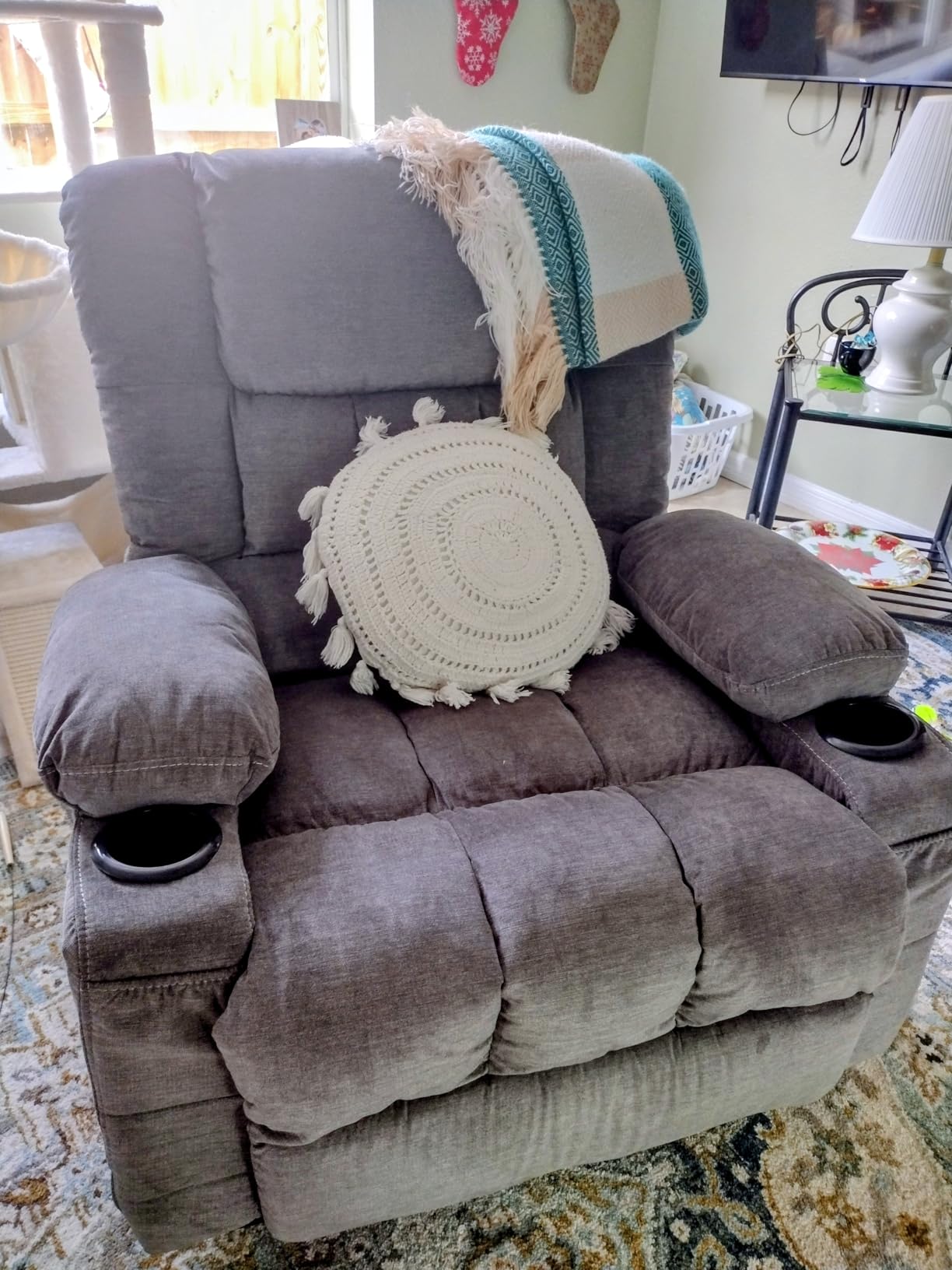 Recliner Sofa with Cup Holders for Living Room 3 Seat Manual Oversized Recliner Chiar with Ergonomic, Side Pocket for Adult customer photo 2