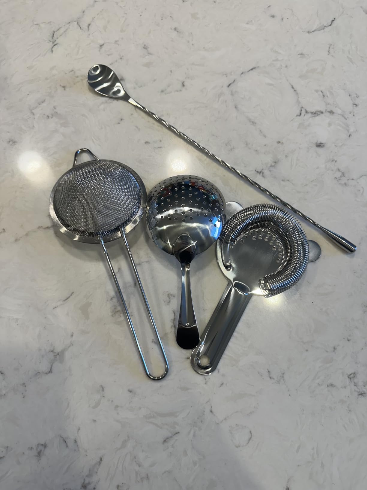 Cocktail Strainer Set - Bar tools Stainless Steel Includes Hawthorne Strainer, Julep & Fine Mesh Cocktail Strainers, Mixing Spoon - Drink Shaker Strainer for Bartending customer photo 1