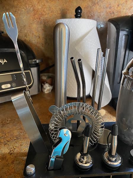 Cocktail Shaker Set, 18-Piece Bartender Kit with Acrylic Stand, 18/8 Stainless Steel Bar Set with Martini Shaker, Jigger, Muddler & Recipe Book for Home Bar customer photo 2