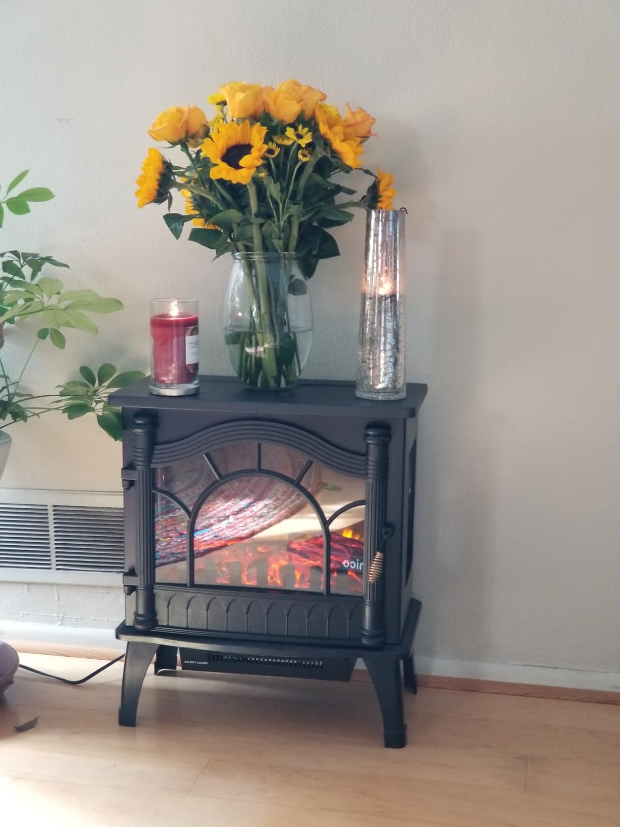ZAFRO Electric Fireplace Stove, 5100 BTU Quick Heating Electric Fireplace Heater with Adjustable Flame Brightness, 1000W/1500W Thermostat, for Living Room, Bedroom customer photo 1