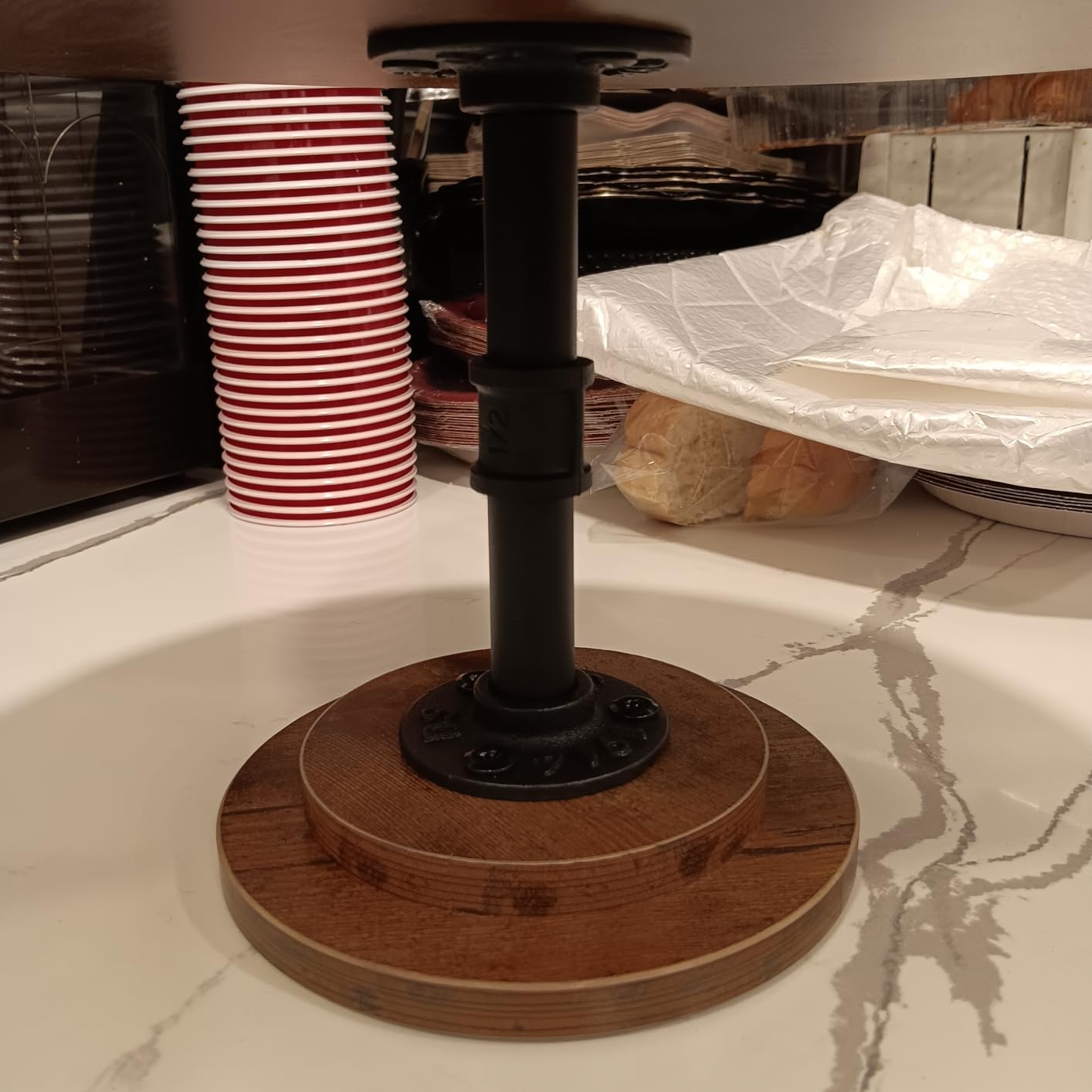 Cake Stand Rustic Industrial Wood Round Cupcake Stands Cake Stand Set of 3 Dessert Table Display Set Serving Tray Decoration for Birthday Celebration Party Baby Shower customer photo 1