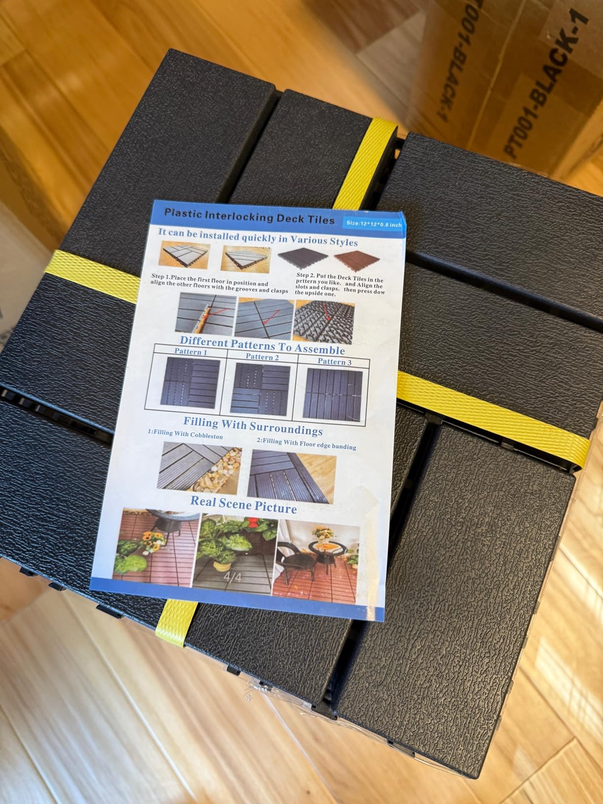 Interlocking Deck Tiles, EchoDeck Patio Deck Tiles, 44 Pack Deck Tiles Interlocking Outdoor All Weather, 12