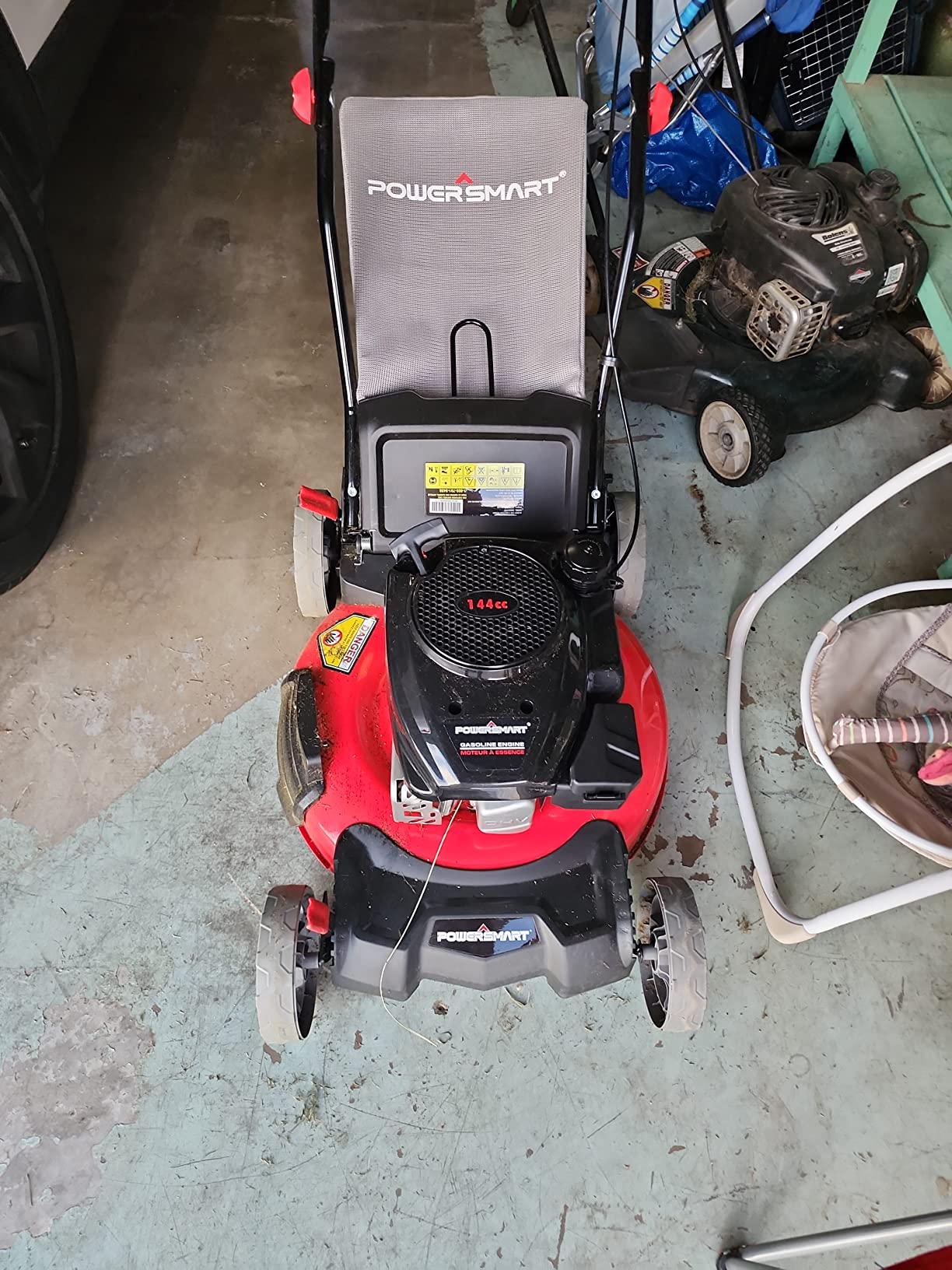 PowerSmart Self Propelled Gas Lawn Mower, 22 in. with 170cc OHV Engine, 2-in-1 Rear-Wheel Drive High Wheels, Red customer photo 1