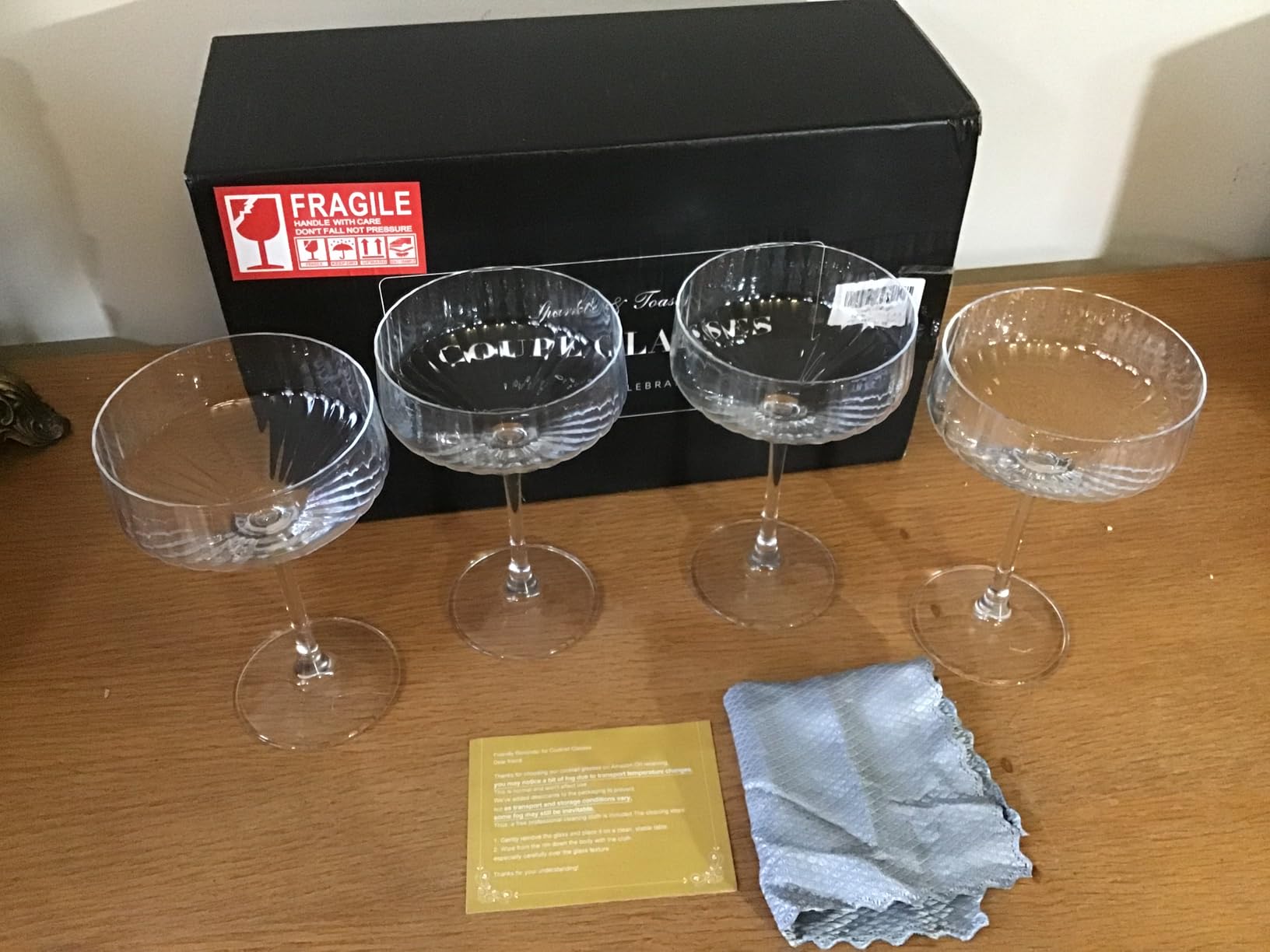 Coupe Glasses, 10oz Ribbed Coupe Martini Glass Set of 4, for Martini Cocktail, Wine, Champagne, Espresso, Crystal Retro Style for Cocktail Bar Drinks, Vintage Art Deco Glassware customer photo 2