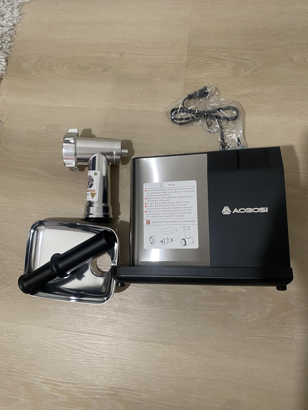 AAOBOSI Multifunctional Digital Meat Grinder Electric 3000W Max w/ 9 Touch Screen Presets, Auto-Reverse & Built-in Storage -Grinding, Sausage & Kibbe & Grate Cheese Making for Home Use customer photo 1