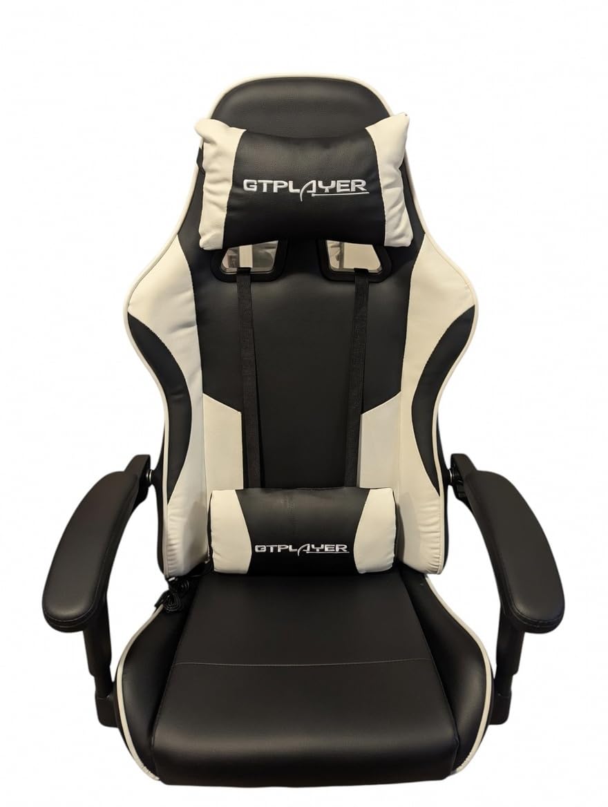 GTPLAYER Gaming Chair, Computer Chair with Footrest and Lumbar Support, Height Adjustable Game Chair with 360-Degree-Swivel Seat and Headrest and for Office or Gaming (Snow White) customer photo 2
