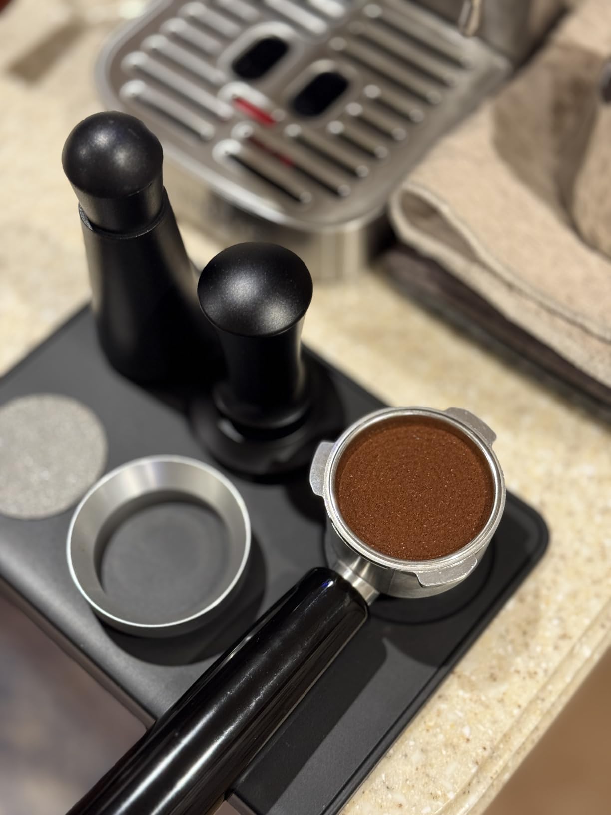 7 Pcs 51mm Espresso Accessories Kit, Spring Loaded Calibrated Tamper, WDT Tool, Coffee Measuring & Espresso Cup and Tamper Mat, Puck Screenr & Dosing Funnel, 51mm Espresso Machine Accessories customer photo 1