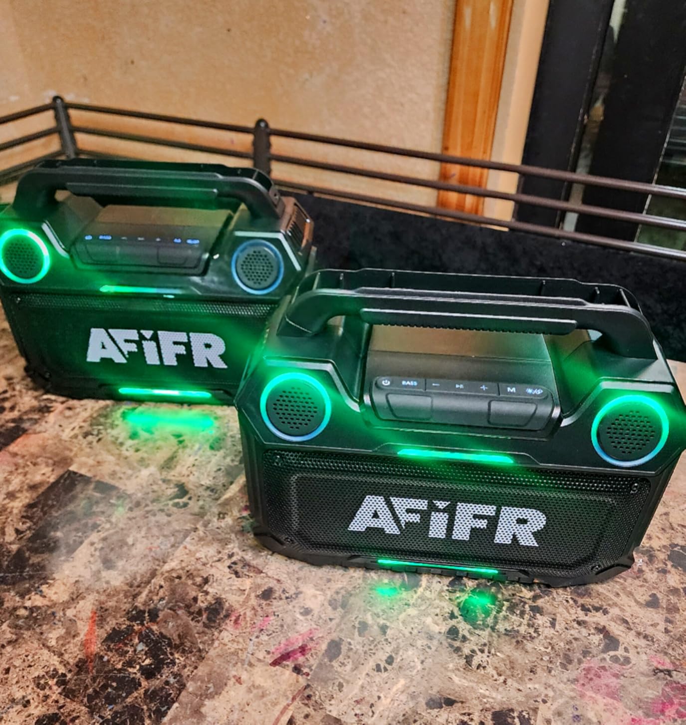 Outdoor Bluetooth Speaker, 160W Loud Bass! Rugged, IP67 Waterproof, 24H Playtime with Lights, Wireless TWS Pairing Portable Speakers for Party, Outsides, Travel, Beach, Garage (Black) customer photo 1