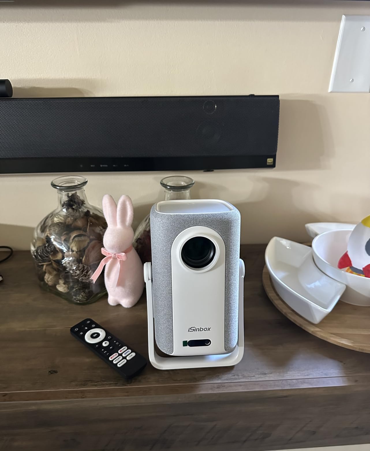 [Short Throw/1200ANSI/Built in Apps] 4K Outdoor Projector with WiFi and Bluetooth, Auto Focus Projector with Dual-Mode Stand, Smart Portable Proyector with Netflix/YouTube/PrimeVideo & Dolby customer photo 1