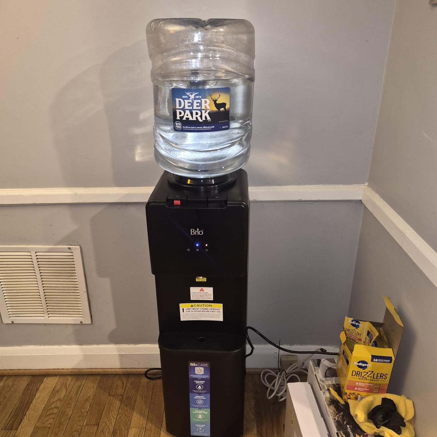 Brio 130 Series Top-Load Water Cooler Dispenser for 3- and 5-Gallon Bottles, Hot & Cold, Spill-Free Loading, Child Safety Lock, Energy Star 3.0, Black & Stainless customer photo 1