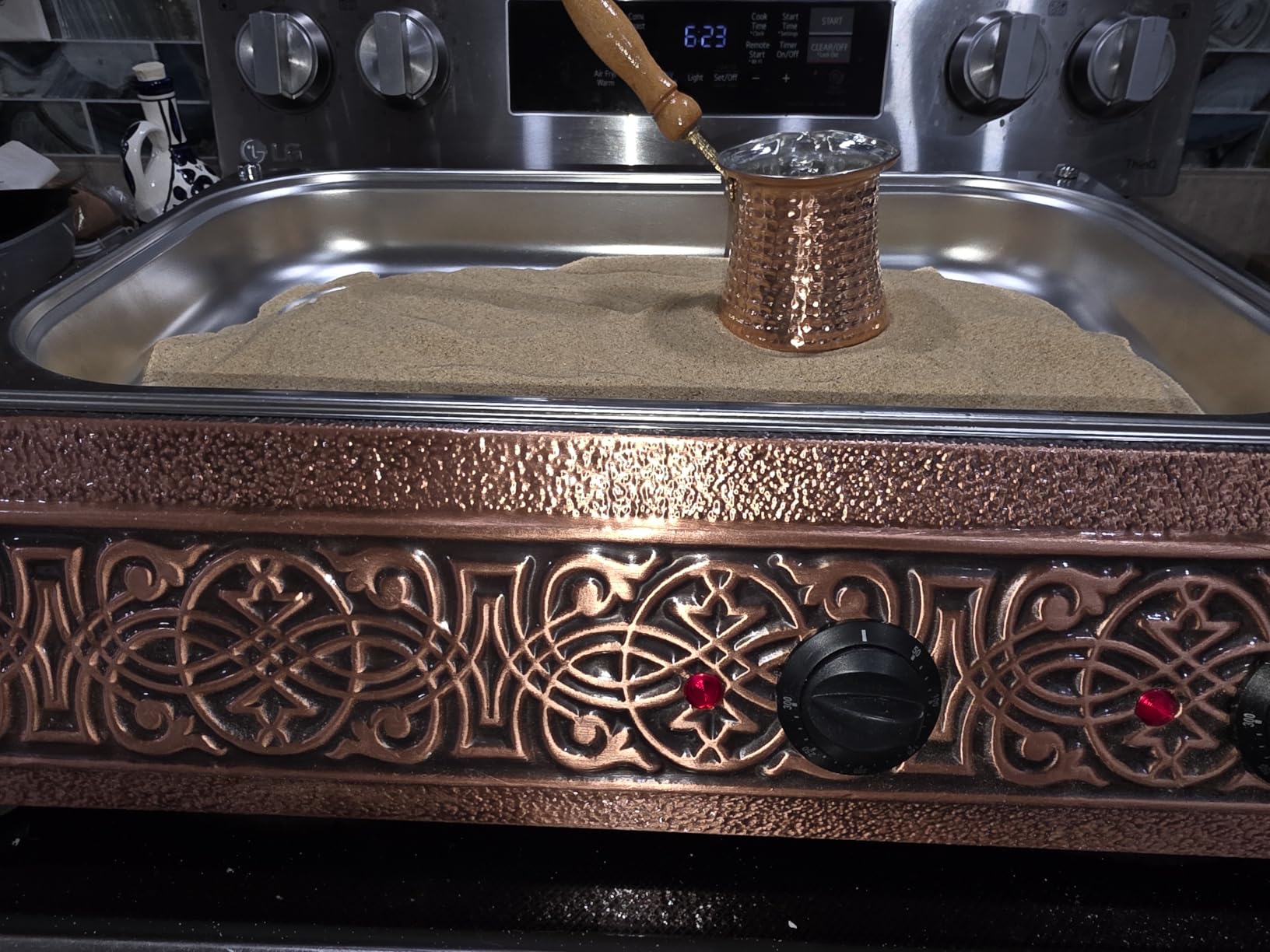 Traditional Handcrafted Copper Sand Coffee Maker Machine - With 8-Pots - 2000 Watt, 110 Volt - Authentic Turkish Coffee Experience rich in foam customer photo 1