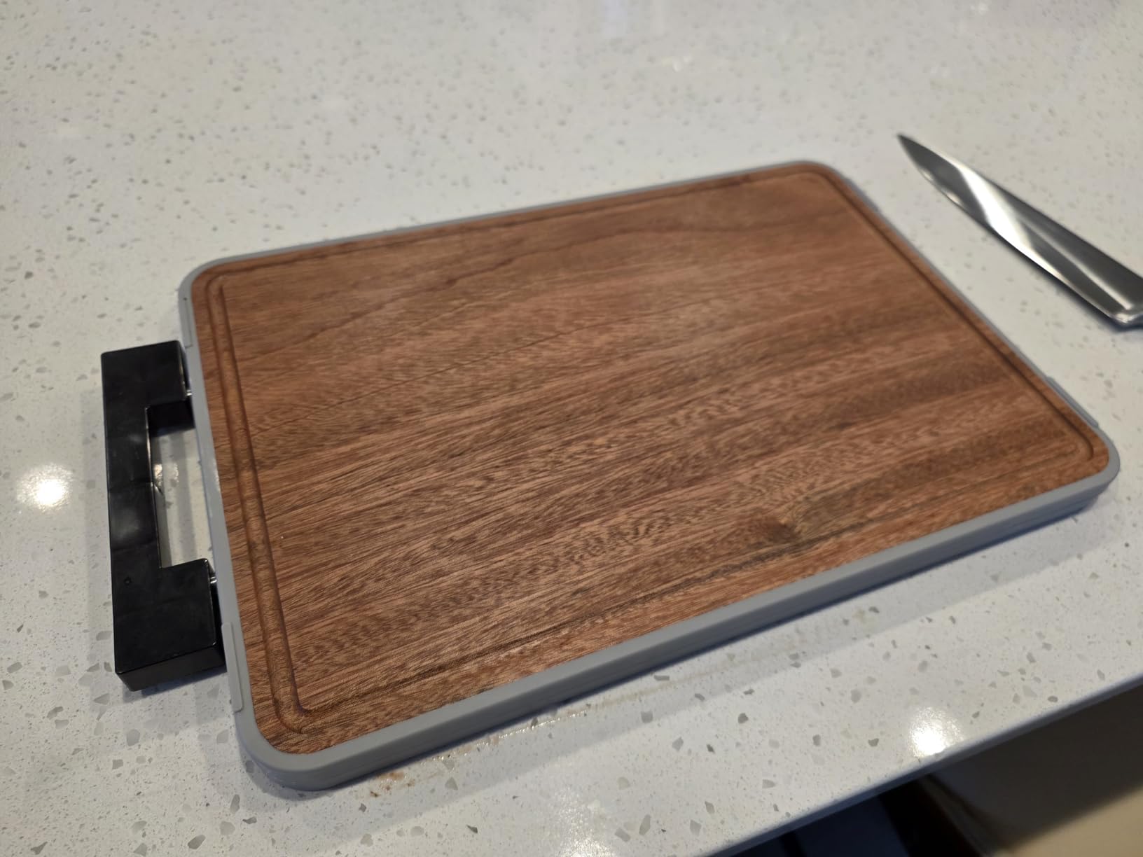 Titanium Cutting Boards For Kitchen,Ebony Wood Cutting Board,Double Sided Metal Chopping Board With Handle And Juice Groove, Idea Kitchen Appliances For Meat And Charcuterie customer photo 1