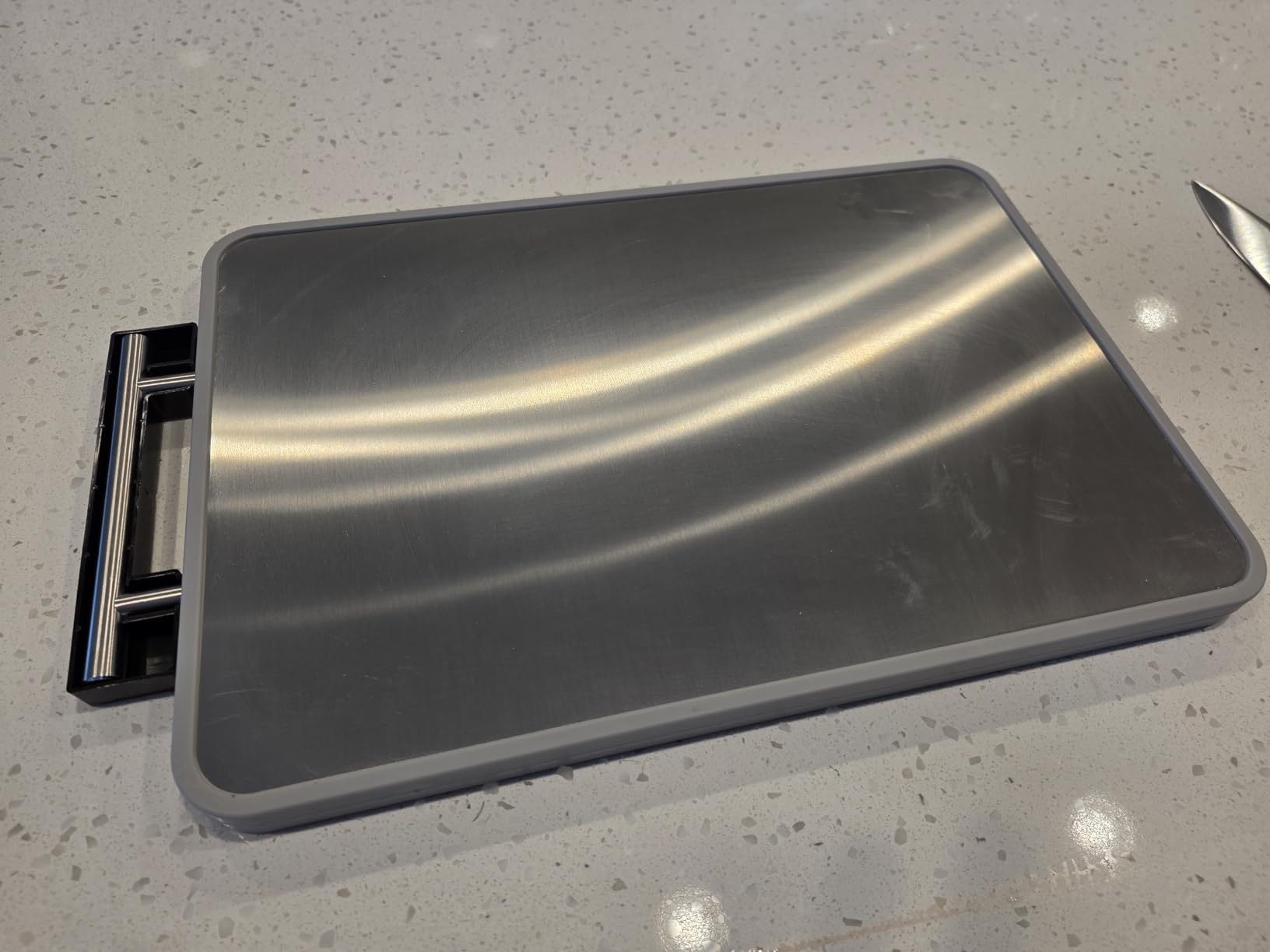 Titanium Cutting Boards For Kitchen,Ebony Wood Cutting Board,Double Sided Metal Chopping Board With Handle And Juice Groove, Idea Kitchen Appliances For Meat And Charcuterie customer photo 2