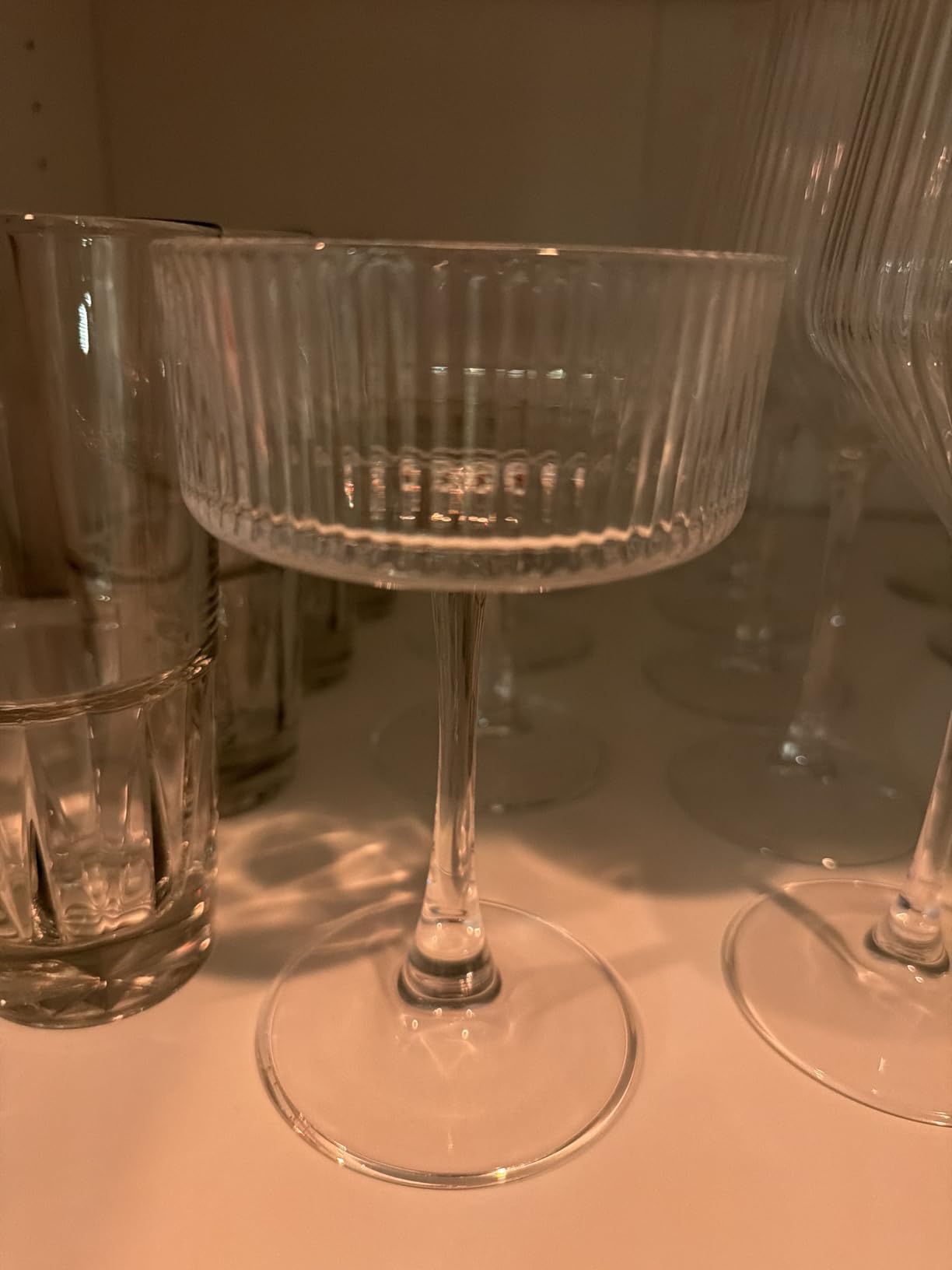 Martini Glasses Set of 4, 8OZ Ribbed Coupe Glasses, Bar Drinking Glass Set, Suitable for Cocktails, Wine, Champagne and Gifts customer photo 1