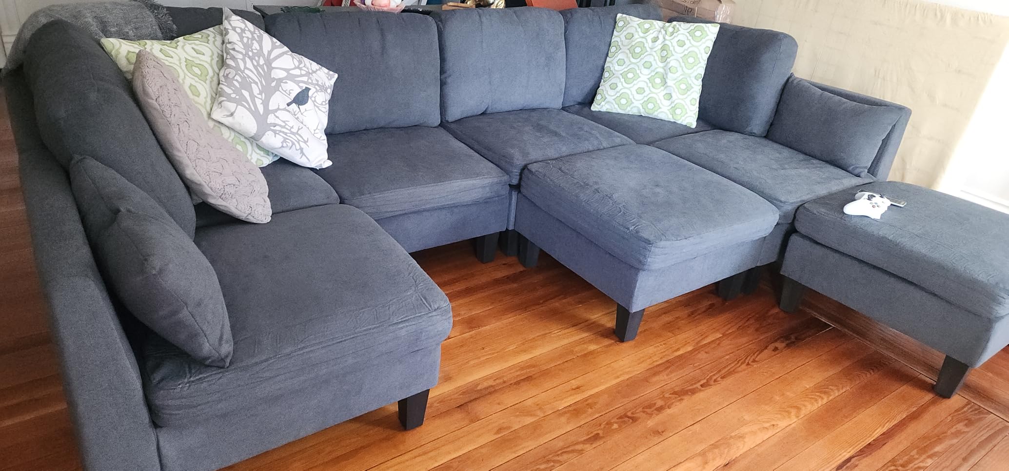 Sectional Sleeper Sofa, 6 Seaters Modular Sleeper Sofa Couch, Comfy Sectionals Couches Bed, Convertible Sofas with Ottomans, Modular Sectional Couches for Living Room, Dark Grey customer photo 2