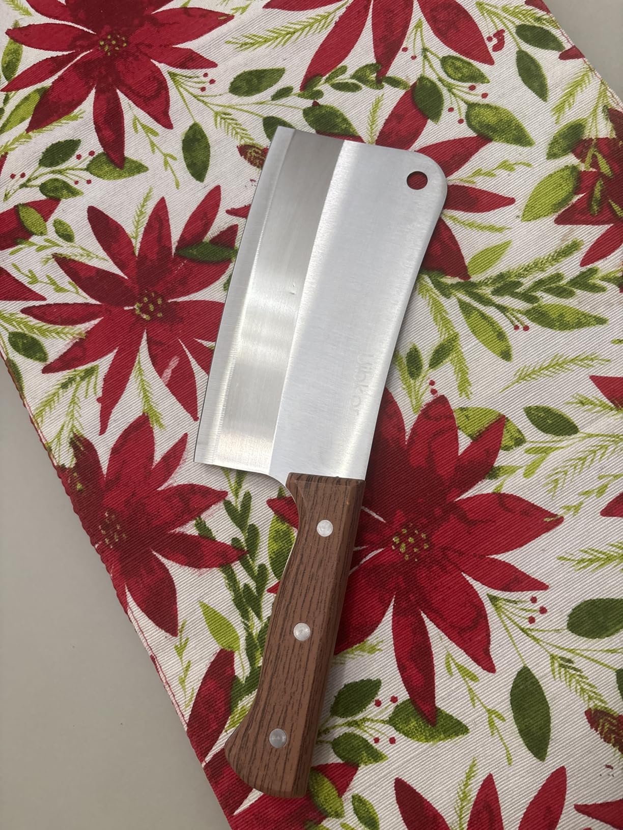 7 Inch Meat Cleaver Knife, Professional Butcher Knife, Heavy Duty Bone Chopper, Ultra Sharp High Carbon Steel Blade, Ergonomic Non-Slip Handle for Bone Cutting, Vegetable Chopping, Restaurant, Kitchen customer photo 2