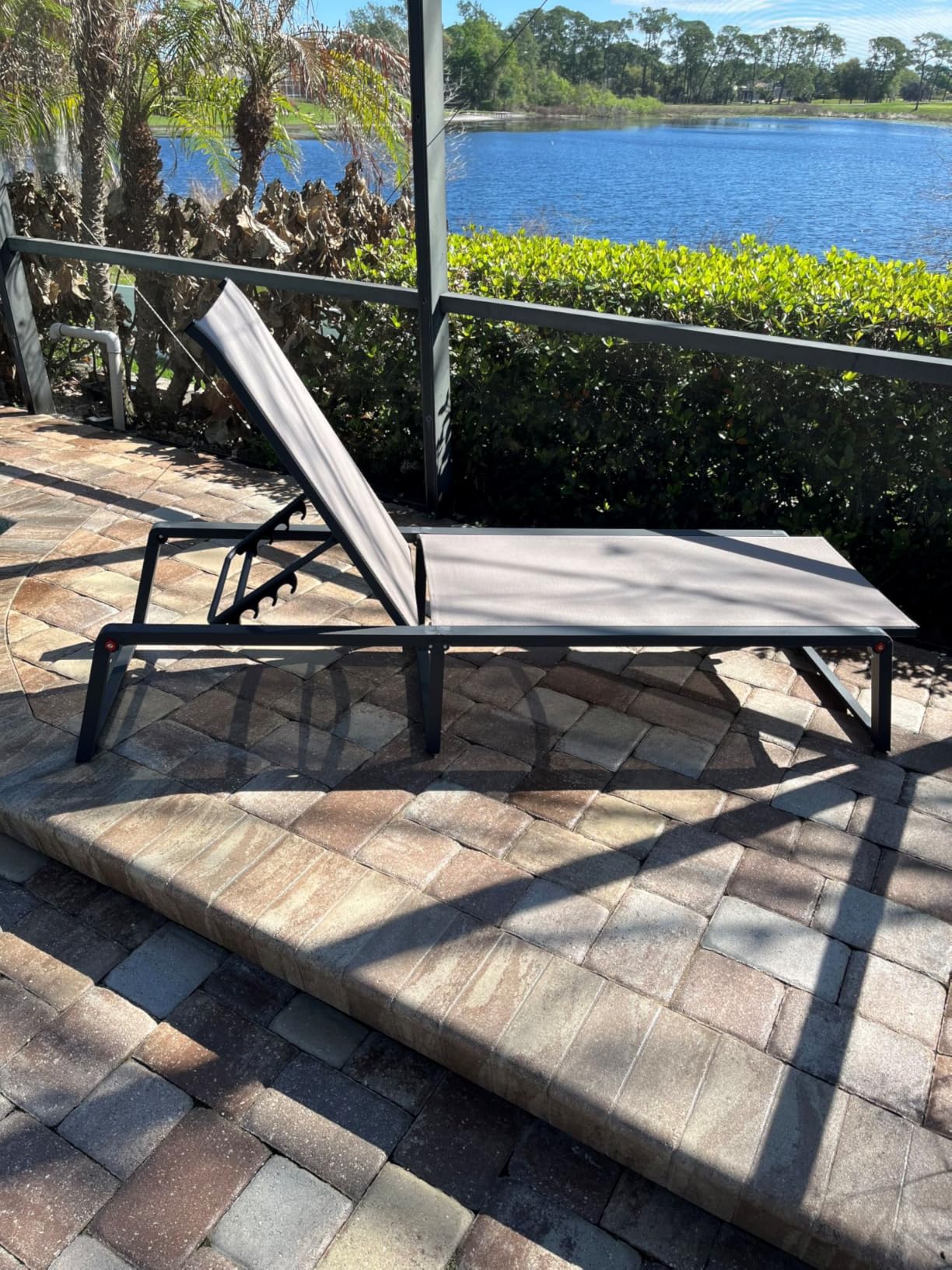 Aluminum Chaise Lounge Chair Outdoor, Foldable & No Assembly Patio Pool Lounge Chairs 5-Position Recliner for Outside Poolside, Fully Grounded Legs Sun Lounger for Beach, Yard, Khaki customer photo 1