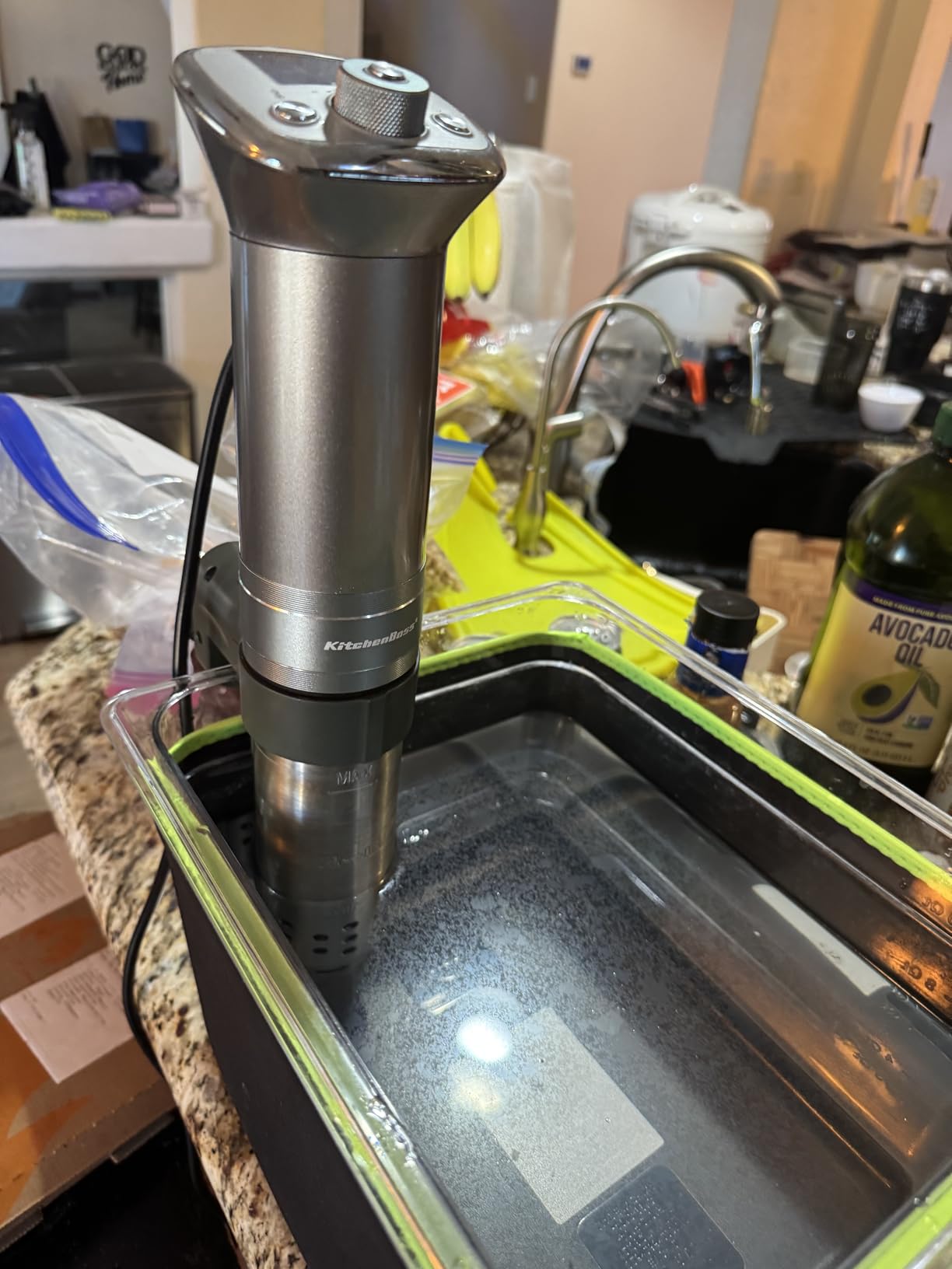 KitchenBoss WiFi Sous Vide Cooker: Ultra-quiet Sous Vide Machine Built-in TFT Color Display Recipes, 1100W Sous Vide Immersion Circulator Accurate Temp Waterproof Magnetic Knob APP Control, Silver customer photo 2