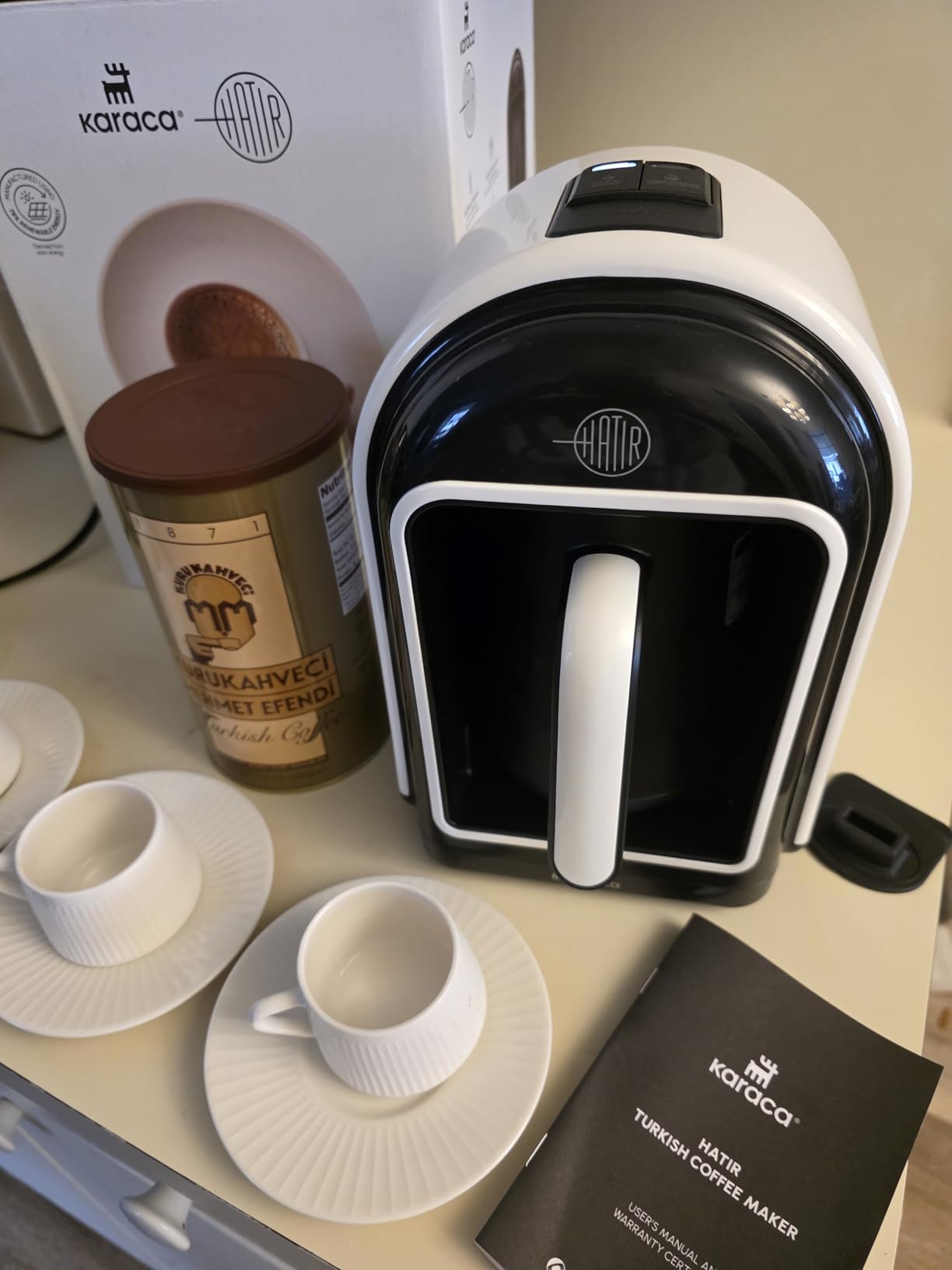 Hatır Turkish Coffee Maker, 5 Cups Electric Turkish Coffee Machine with Ember Mode, Automatic Temperature Control, Overflow Protection, Audible & Visual Alerts, Cream customer photo 2