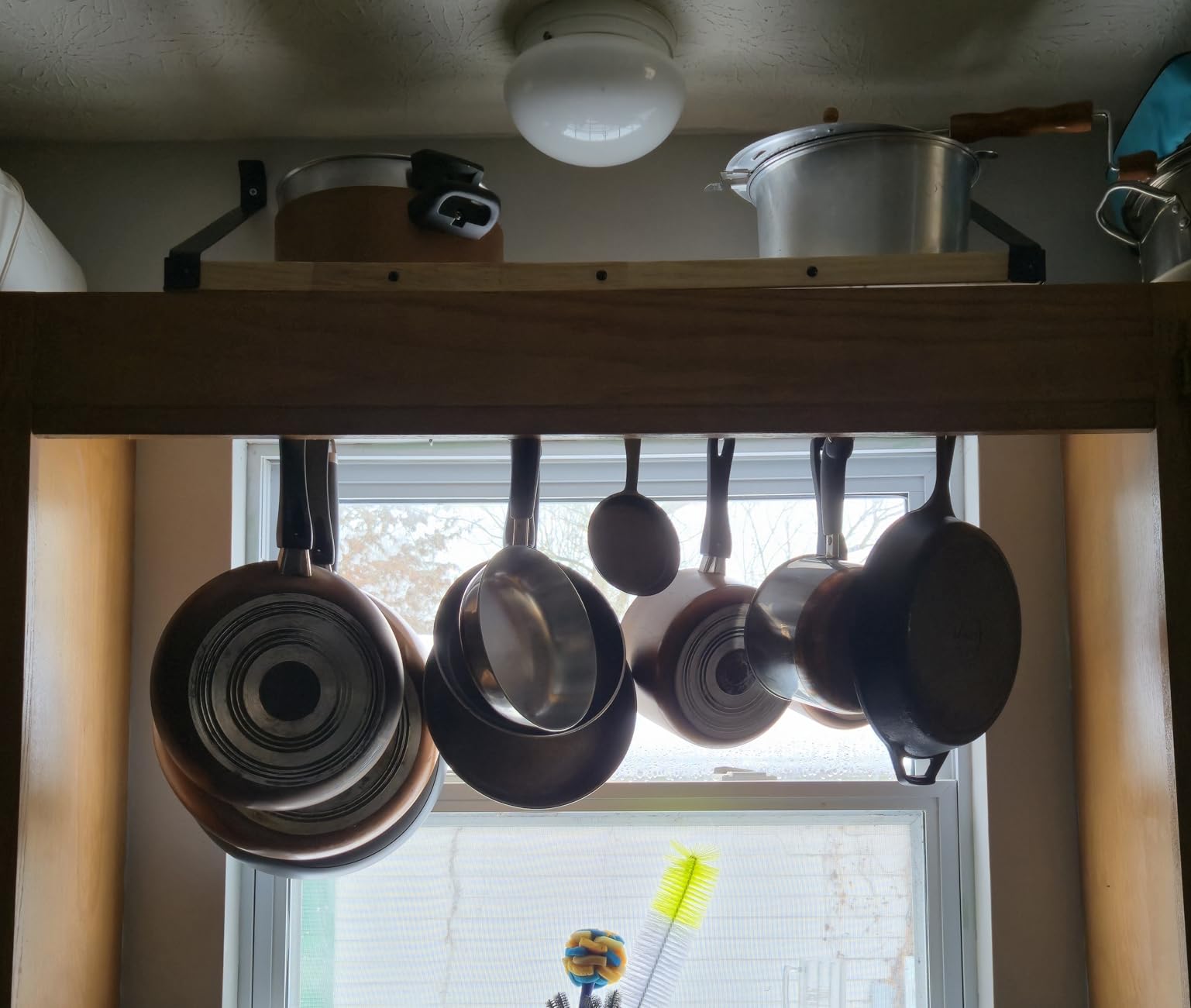 KES Pot Rack Wall Mounted 34 Inch, Pot and Pan Hanging Rack with 20 Sturdy Hooks, Solid Wood Pot and Pan Hanger Organizer, Matte Black, KUR529S85A-BK customer photo 1