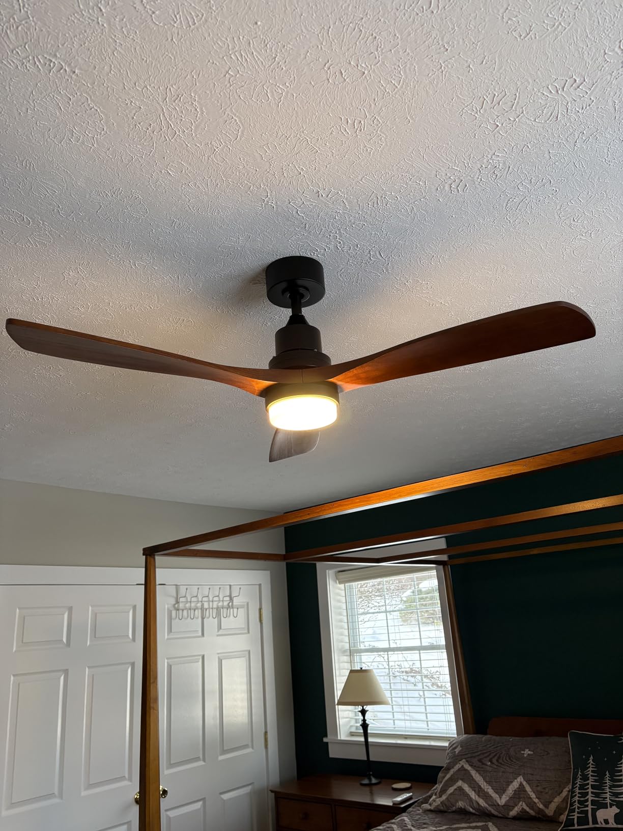 Sofucor Smart Ceiling Fan with Light, 52 Inch Solid Wood Ceiling Fans with Lights and Remote,Work with Alexa/Google, Low Profile Indoor/Outdoor Ceiling Fan, Quiet DC Motor, for Bedroom Patio Farmhouse customer photo 2