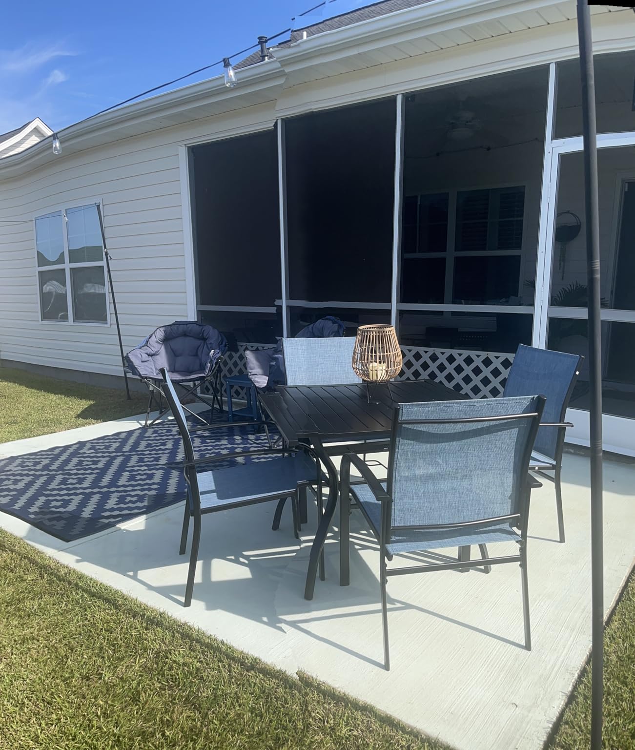 HERA'S HOUSE Patio Table and Chairs for 6, 7 Pieces Outdoor Deck Dining Sets, Wood-Like Rectangular Metal Table Set with Chairs for Lawn Garden Backyard, Brown customer photo 1