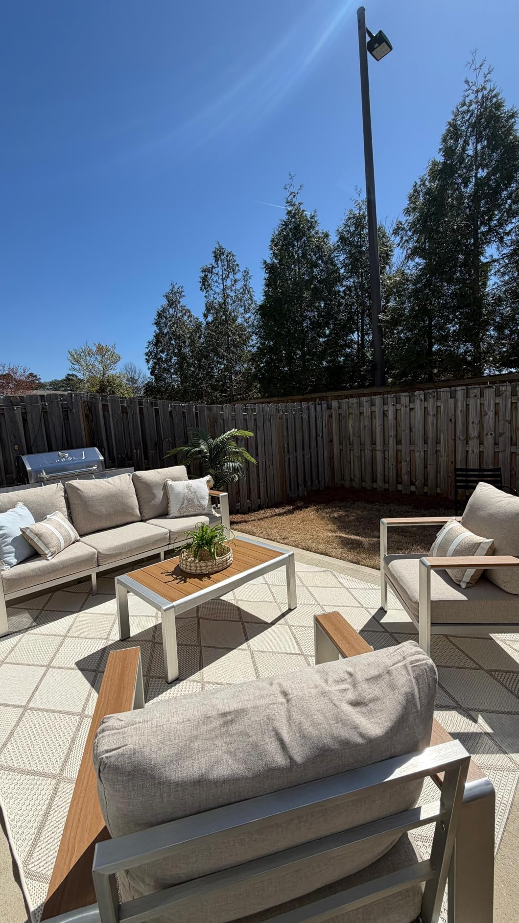Aluminum Outdoor Patio Furniture Set with Coffee Table, 5 Piece Patio Conversation Sets, Outdoor Sectional Furniture for Porch, Balcony, Yard, Gray customer photo 2
