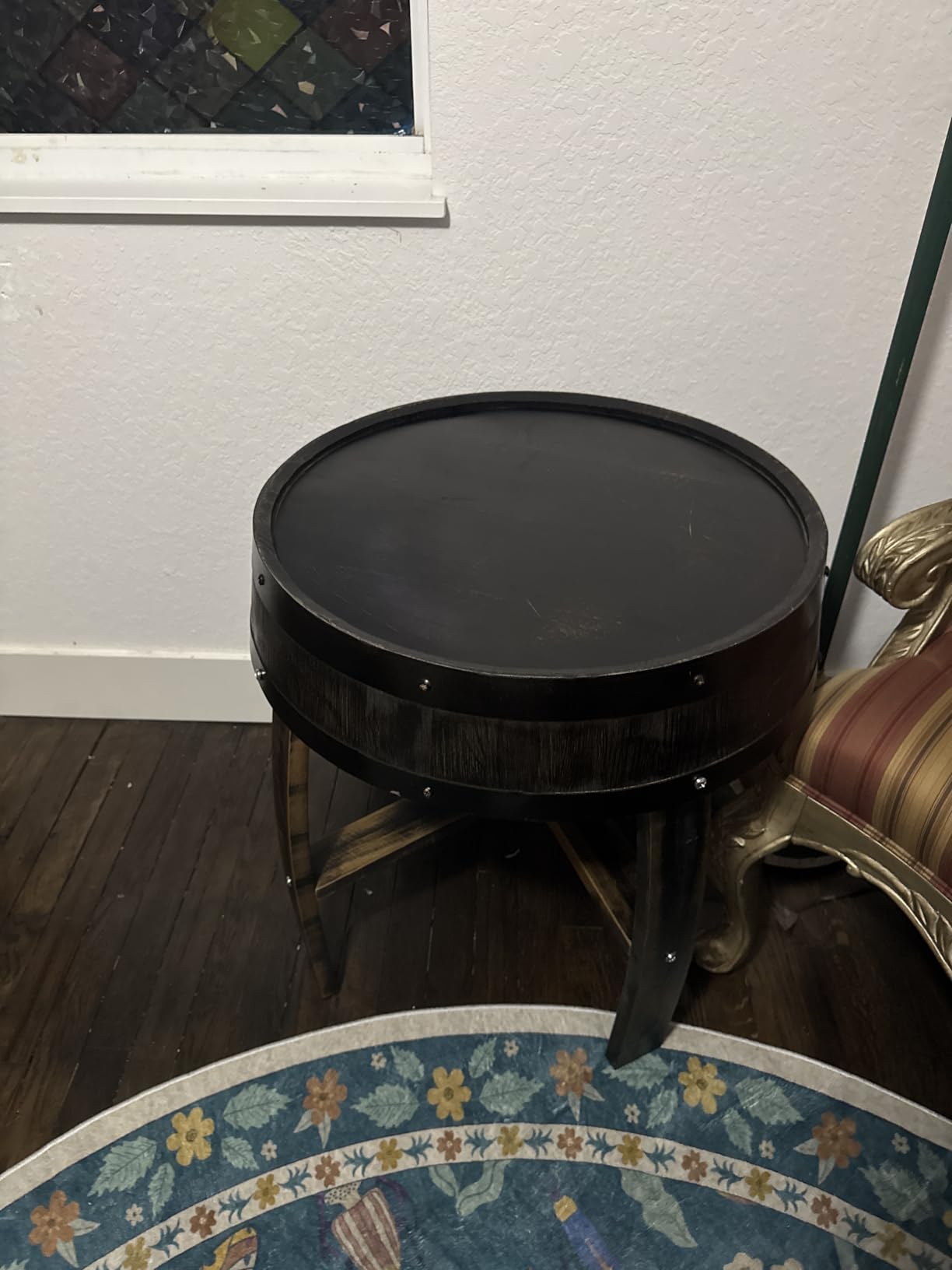 Wine Barrel End Table, Handcrafted Whiskey Barrel Side Table, Rustic Round Wooden Bourbon Coffee Oak Desk for Vintage Wine Bar and Home Décor customer photo 2
