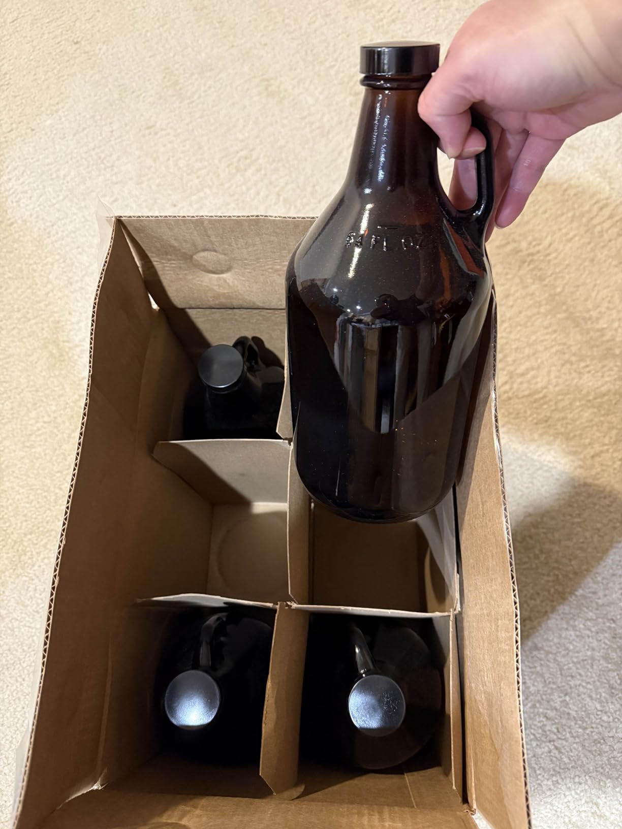 FastRack 64oz Amber Glass Growlers with Polyseal Caps (2 Pack) | Half Gallon (1/2 Gallon) Beer Growler Jugs for Home Brewing, Wine, Cider & Kombucha - Reusable Amber Glass Jugs for Beverage Storage customer photo 1