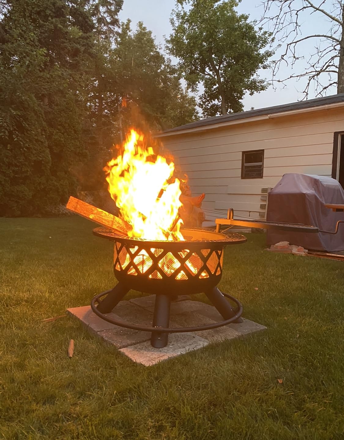 BALI OUTDOORS Fire Pit with Poker, 40 inch Outdoor Fire Pit Patio, Wood Burning Firepits for Outside with Grill customer photo 2