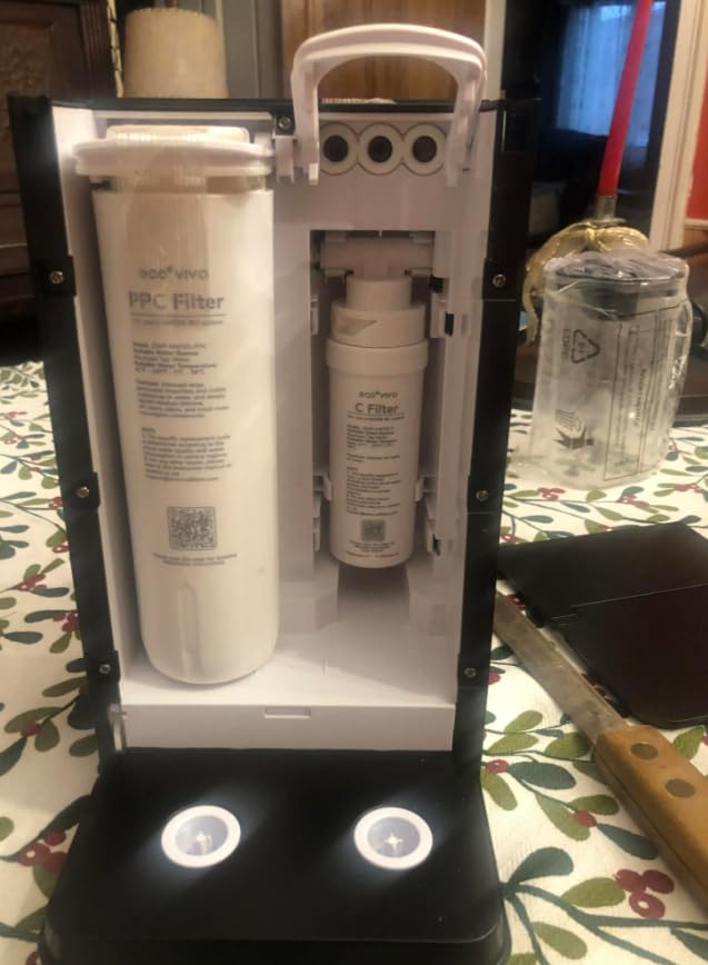Ecoviva Mate 5 Countertop Reverse Osmosis Water Filter, 8-Stage RO Water Filtration System with 40 oz Water Pitcher, Alkaline Mineralization pH+, Compact Design, BPA-Free, Black customer photo 2