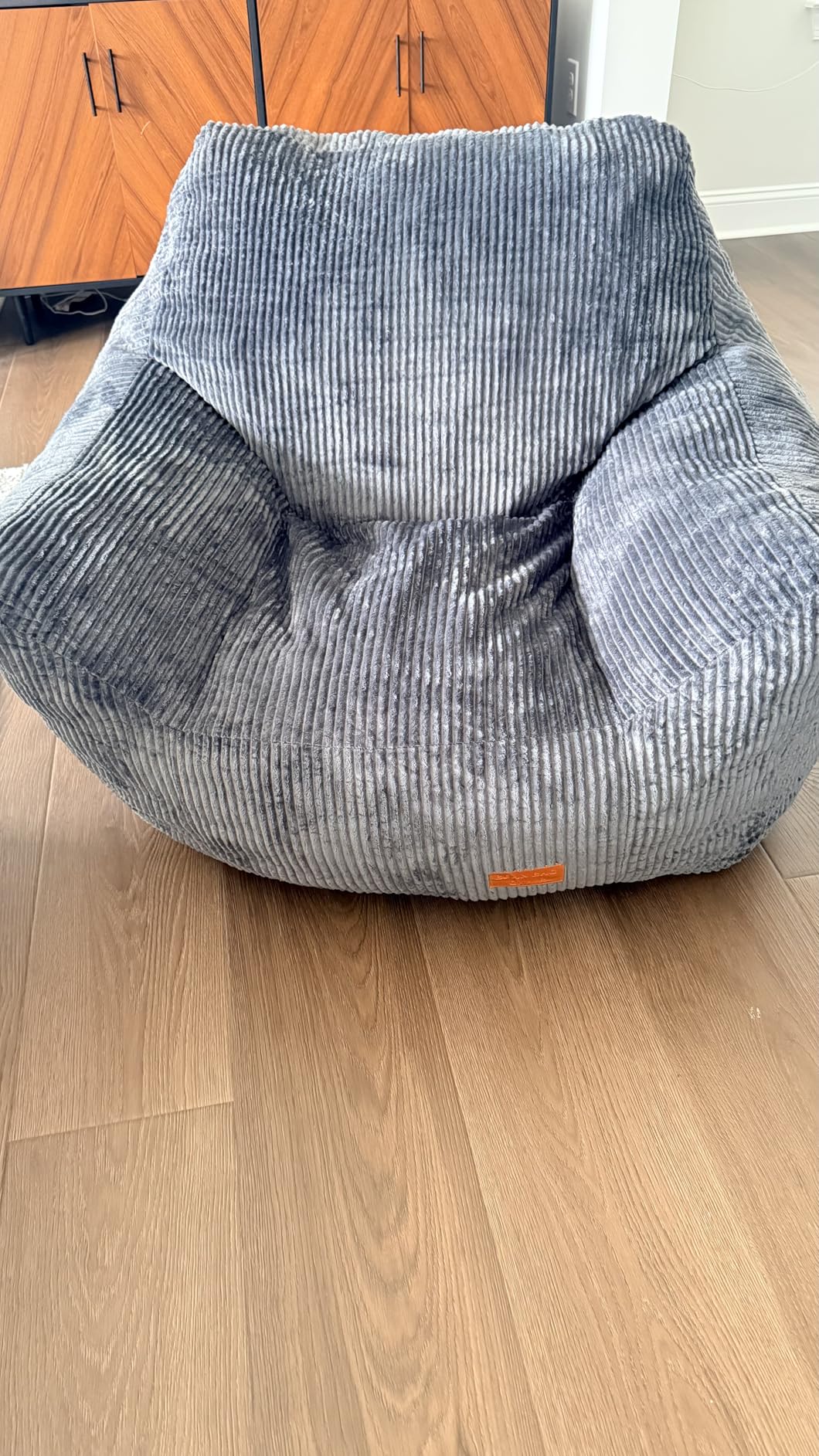 Big Bean Bag Chair for Adults, Ultra Soft Living Room Bean Bag with Armrests, Stuffed BeanBag Chair for Napping, Gaming, Vacuum-Compressed for Easy Gifting, 48 Hours to Fluffs Up, Dark Gray customer photo 2