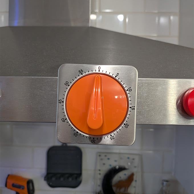 Orange Kitchen Timers for Cooking, Chef Cooking Timer Clock with Loud Alarm,100% Mechanical Desk Timer - No Batteries Required - Magnetic Backing, Exquisite Stainless Steel Body - Countdown Reminder customer photo 2