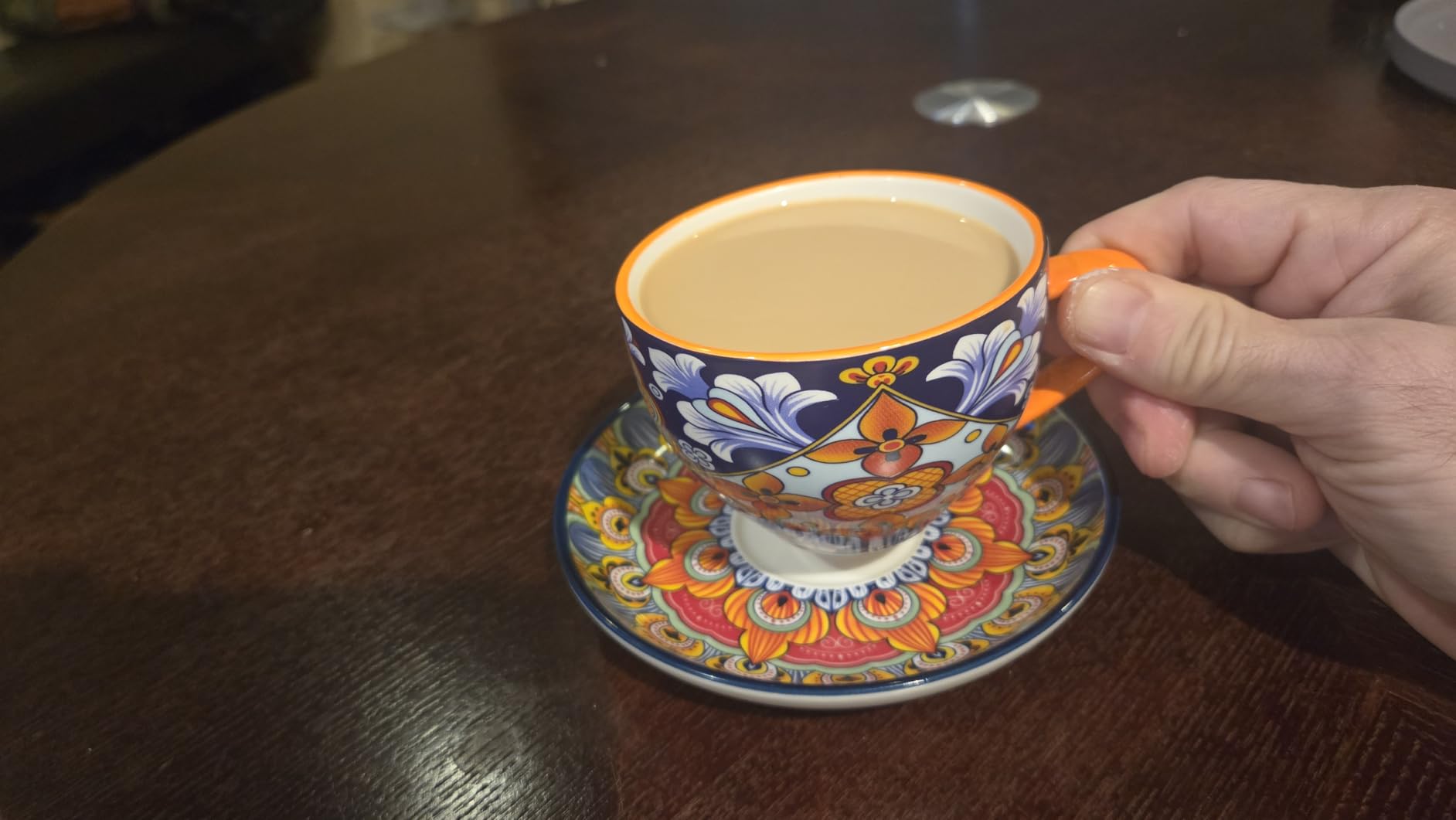 vancasso 8 oz Cappuccino Cups with Saucers Set of 6, Bohemian Ceramic Coffee Cup for Latte, Tea, Espresso, Microwave & Dishwasher Safe - Porcelain Latte Mugs for Kitchen or Cafe customer photo 1