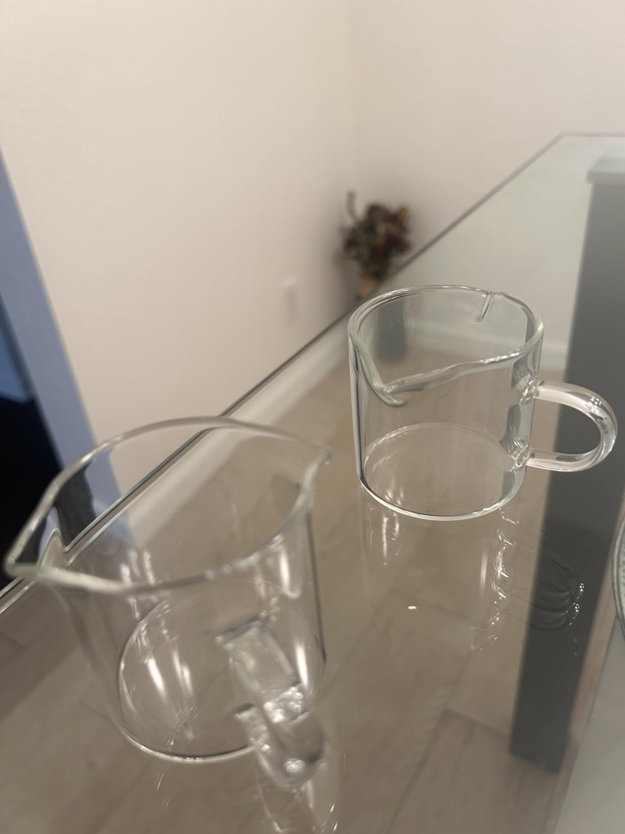 DWTS DANWEITESI Espresso Cups Set of 2: Espresso Machine Accessories - Espresso Shot Cups for Home Baristas - Essential Coffee Bar Accessories - 4oz Glass Espresso Cup Set with Handled and Spout customer photo 2