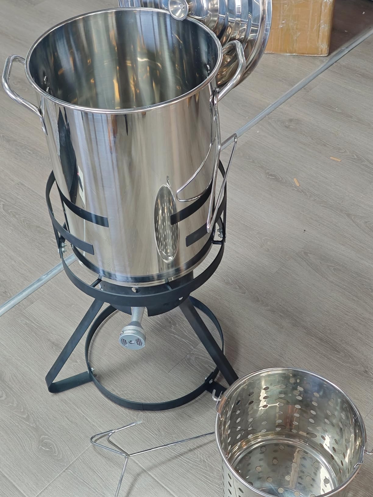 30QT Stainless Steel Turkey Fryer | Seafood & Crawfish Boiler | Basket & Waterptroof Cover Included | 50,000BTU Propane Burner | Outdoor Deep Fryers | Ideal for Frying & Boiling customer photo 1